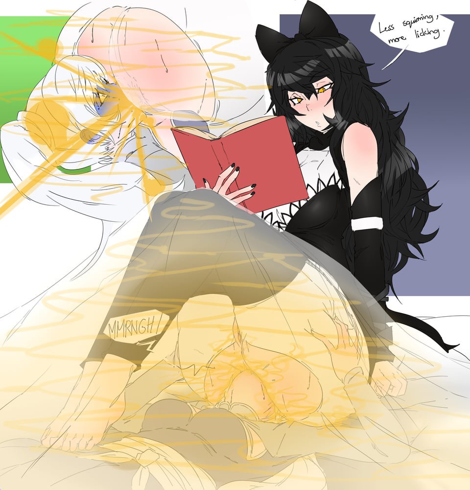 2girls, ass, ass bigger than head, ass on face, big ass, big butt, black hair, blake belladonna, cat girl, catgirl, dutch oven, facesitting, fart, fart fetish, fart torture, farting in face, faunus, female, female only, huge ass, human chair, lazei, reading, rwby, weiss schnee, yellow eyes, yuri
