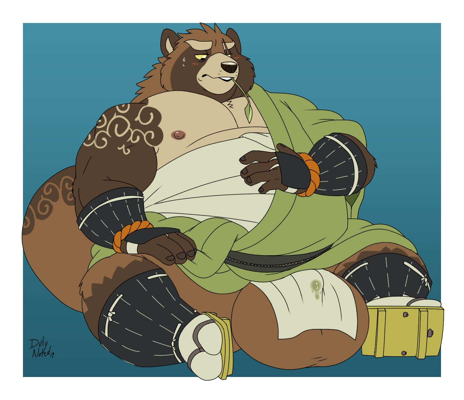 balls belly big_balls bodily_fluids canid canine clothing duly_noted footwear fundoshi genital_fluids gyobu huge_balls hyper hyper_balls japanese_clothing male male_only mammal moobs musclegut nipples precum raccoon_dog sandals tanuki tattoo tokyo_afterschool_summoners underwear video_games