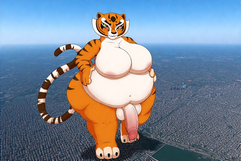 ai_generated bbw dreamworks futanari giantess intersex kung_fu_panda master_tigress perchance_ai round_belly