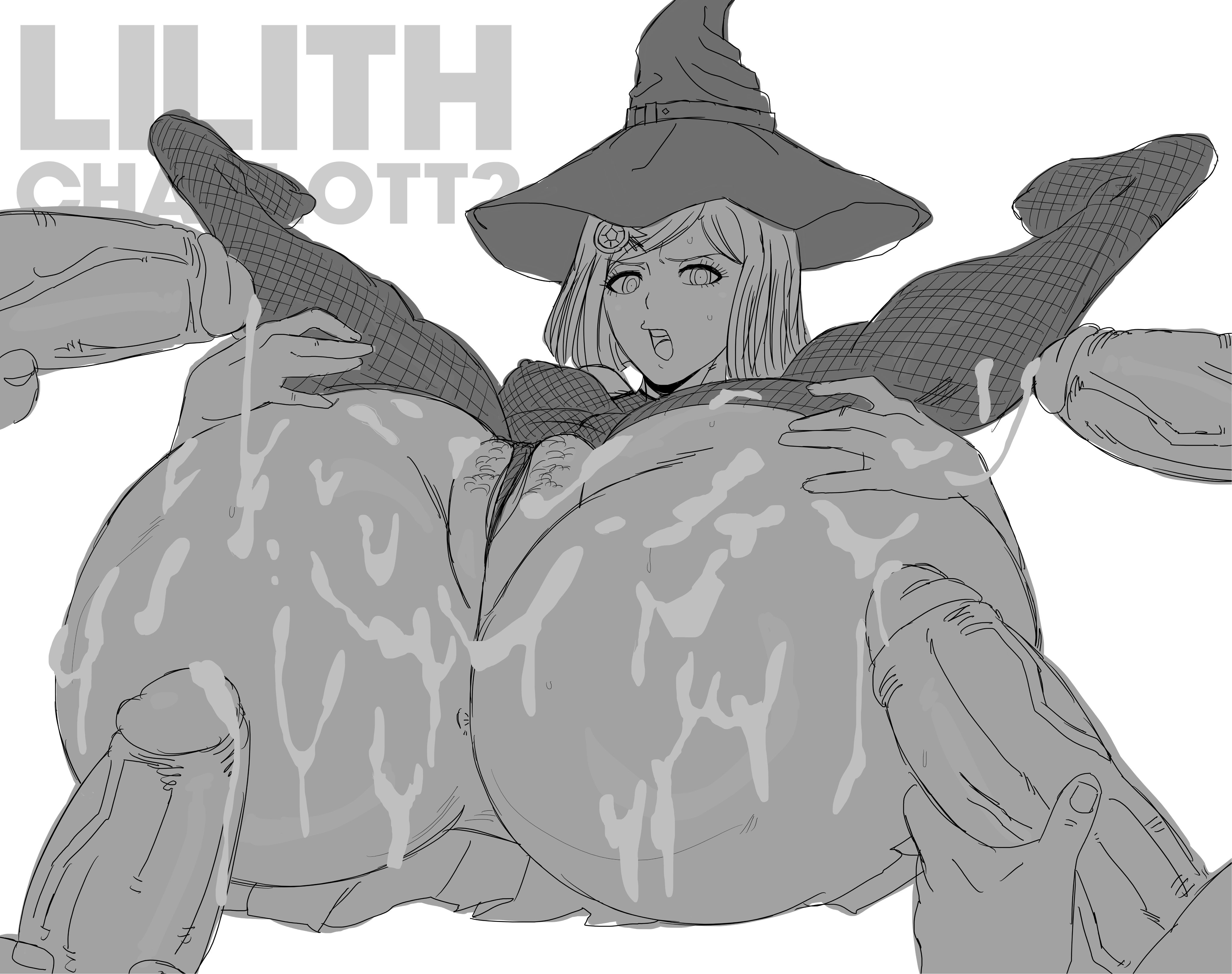 1girls, cum on ass, cum on face, danganronpa, danganronpa v3, female, hat, lilithcharlott2, male, masturbation, multiple boys, penis, shortstack, stockings, surrounded by penises, wip, witch hat, yumeno himiko