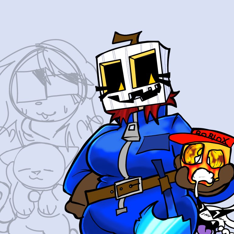 1girls 2025 belt big_breasts breasts cassie_rose_(mcsm) doggydoughz female glowing_eyes mask masked masked_female minecraft minecraft:_story_mode pumpkin red_hair the_white_pumpkin thighs twitter zipper