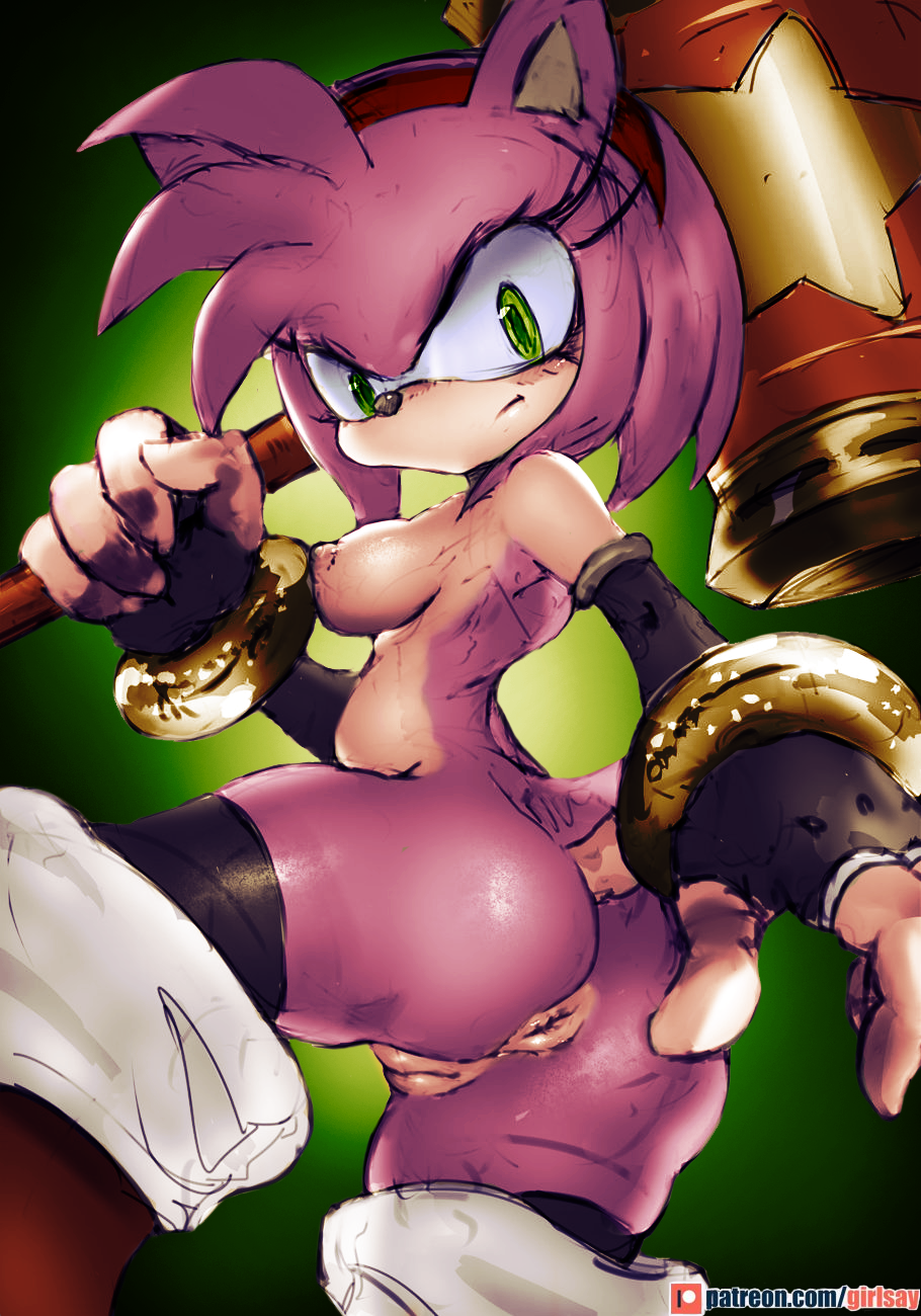 1girls 2019 accessory amy_rose angry animal_ears anthro anthrofied anus armwear ass big_ass black_nose blush bottomless breasts butt dat_ass erect_nipples eulipotyphlan eyelashes female female_only fur furry girlsay gloves hair_accessory hairband hammer handwear hedgehog highres humanoid_hands humanoid_pussy looking_at_viewer looking_back mammal nipples nude patreon piko-piko_hammer piko_piko_hammer pink_fur pink_hair pussy sega simple_background solo sonic_(series) sonic_team star tail tan_fur thick thick_ass thick_thighs thighhighs tools vagina weapon wide_hips