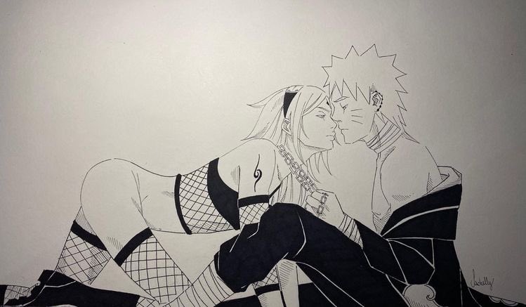 1boy 1girls chain_leash chains female femsub fishnet_armwear fishnet_legwear fishnet_thighhighs fishnets leash leash_pull male male/female narusakuart naruto naruto_(series) naruto_shippuden on_all_fours sakura_haruno straight tattoo uzumaki_naruto