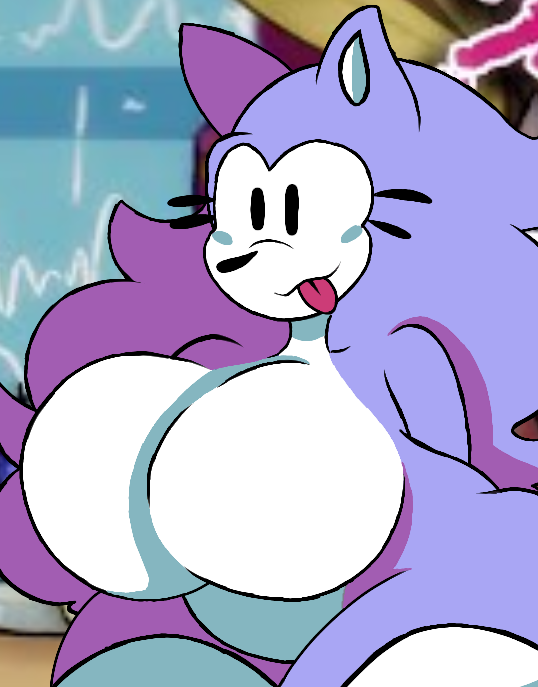 big_ass big_breasts black_eyes friday_night_funkin friday_night_funkin_mod pastel purple_fur sonic.exe_(series) tongue_out wacky_(sonic.exe)