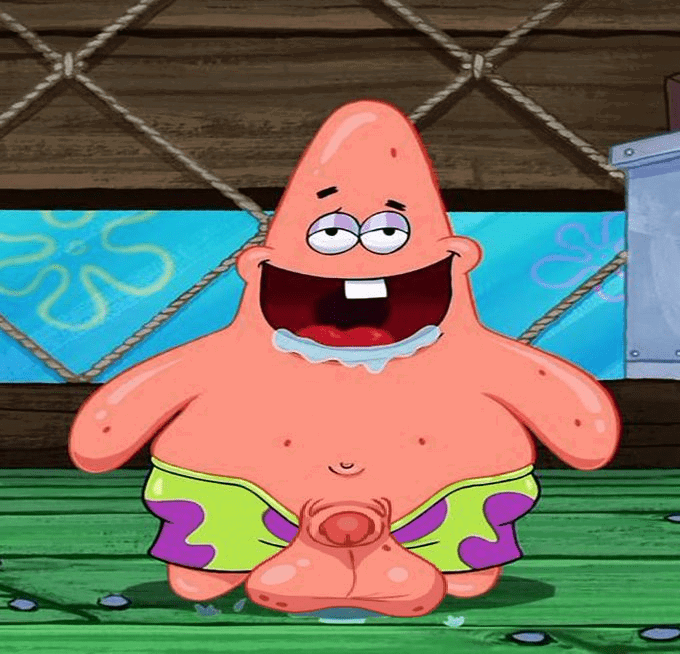 accurate_art_style asterozoan balls big_balls bodily_fluids chode drooling echinoderm foreskin funny genitals humor lowres male marine meme nickelodeon nicktoons patrick_star penis pink_body saliva shitpost small_penis solo solo_male spongebob_squarepants standing starfish united_plankton_productions unknown_artist what when_the why workplace