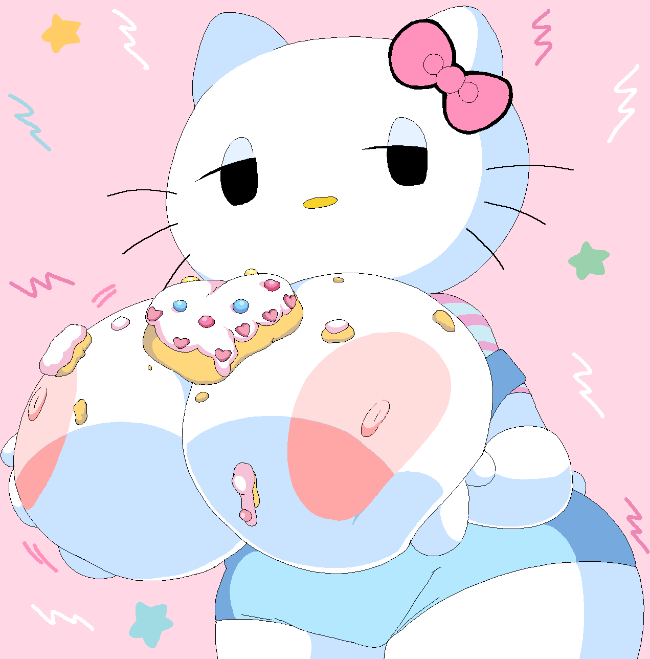 1girls big_boobs big_breasts boobs breasts cassettedream dessert dream-cassette female female_only food_play hello_kitty hello_kitty_(character) hello_kitty_(series) hoshime huge_boobs huge_breasts kitty_white sanrio solo solo_female tagme