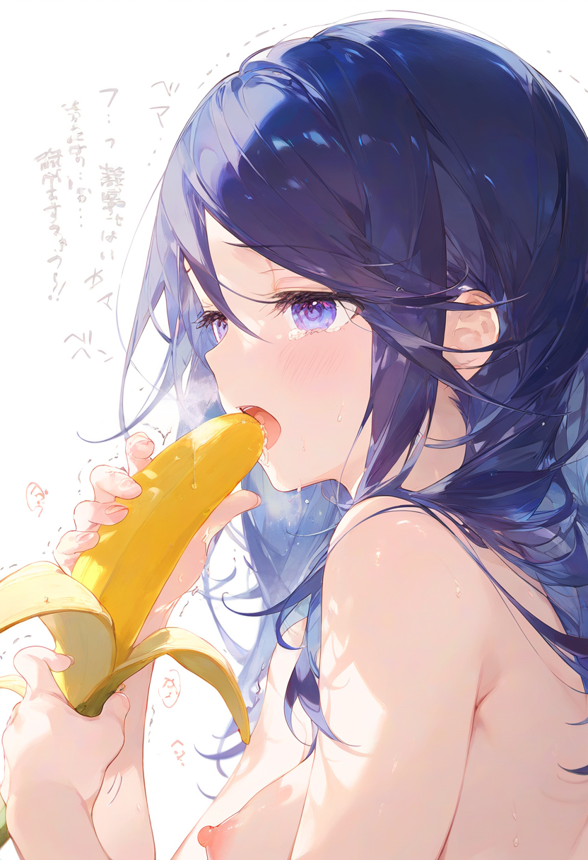 1girls ai_generated areola areolae banana black_hair blue_eyes blue_hair blush blush breasts breasts breasts breasts_out completely_naked completely_naked_female completely_nude completely_nude_female dark_blue_hair dark_hair female female_focus female_only high_resolution highres hoshino_ichika_(project_sekai) medium_breasts naked nipples project_sekai solo solo_female solo_focus tits_out