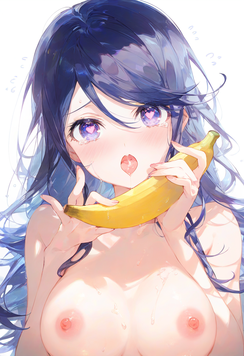 1girls ai_generated areola areolae banana black_hair blue_eyes blue_hair blush blush breasts breasts breasts breasts_out completely_naked completely_naked_female completely_nude completely_nude_female dark_blue_hair dark_hair female female_focus female_only heart-shaped_pupils high_resolution highres hoshino_ichika_(project_sekai) looking_at_viewer medium_breasts naked nipples project_sekai solo solo_female solo_focus tits_out