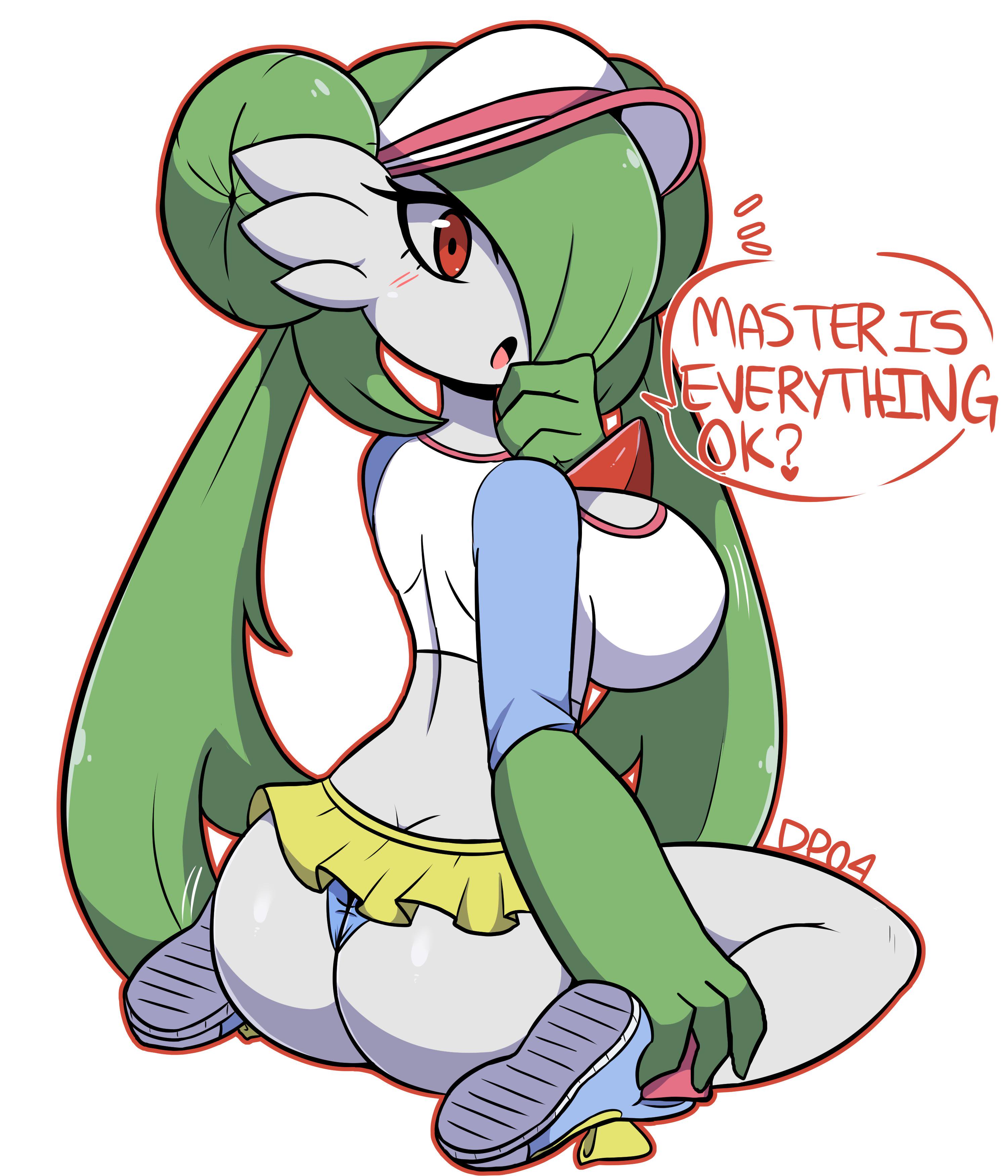 1girls, anthro, ass, ass cleavage, ass crack, breasts, butt crack, cosplay, cosplay gardevoir, darkprincess04, english text, female, gardevoir, hat, huge breasts, large ass, nintendo, original character, panties, pokemon, pokemon (species), pokemon bw2, pokemon rse, rosa (pokemon) (cosplay), shoes, skirt, speech bubble, text, wide hips