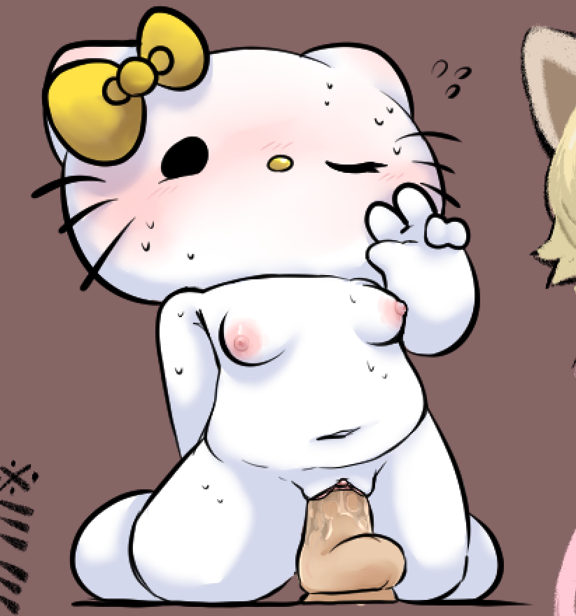 anthro blush breasts chubby dildo dildo_in_pussy dildo_insertion dildo_sitting domestic_cat felid feline felis female fur gesture hand_gesture hello_kitty hello_kitty_(series) looking_at_viewer mammal masturbation mimmy_white nervous_sweat nipples nude one_eye_closed penetration pink_nipples riding_dildo sanrio sex_toy sex_toy_in_pussy sex_toy_insertion slightly_chubby small_breasts solo touboutenshi v_sign vaginal_masturbation vaginal_penetration white_body white_fur wink winking_at_viewer