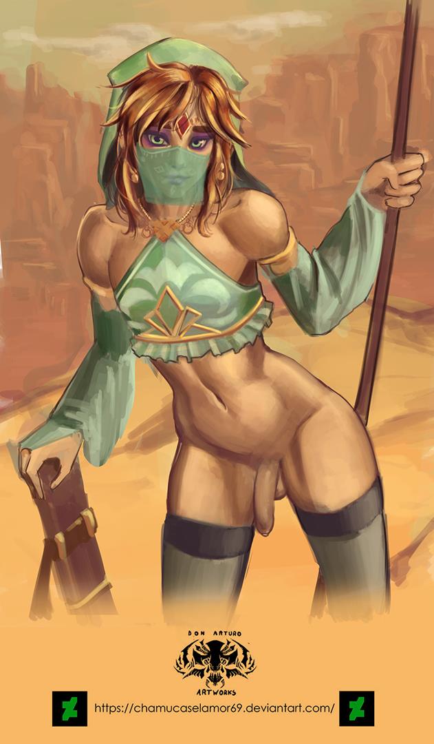 1boy, balls, ballsack, blonde hair, bottomless, breath of the wild, canon crossdressing, chamucasdelamor69, crossdressing, eyeshadow, femboy, flaccid, flaccid penis, foreskin, gerudo link, gerudo top, gerudo veil, girly, green eyes, human, hylian, legwear, link, link (breath of the wild), lipstick, long foreskin, makeup, male, male only, penis, scrotum, shaved crotch, sissy, smooth penis, solo, stockings, testicles, the legend of zelda, thighhighs, trap, uncircumcised, uncut, unretracted foreskin