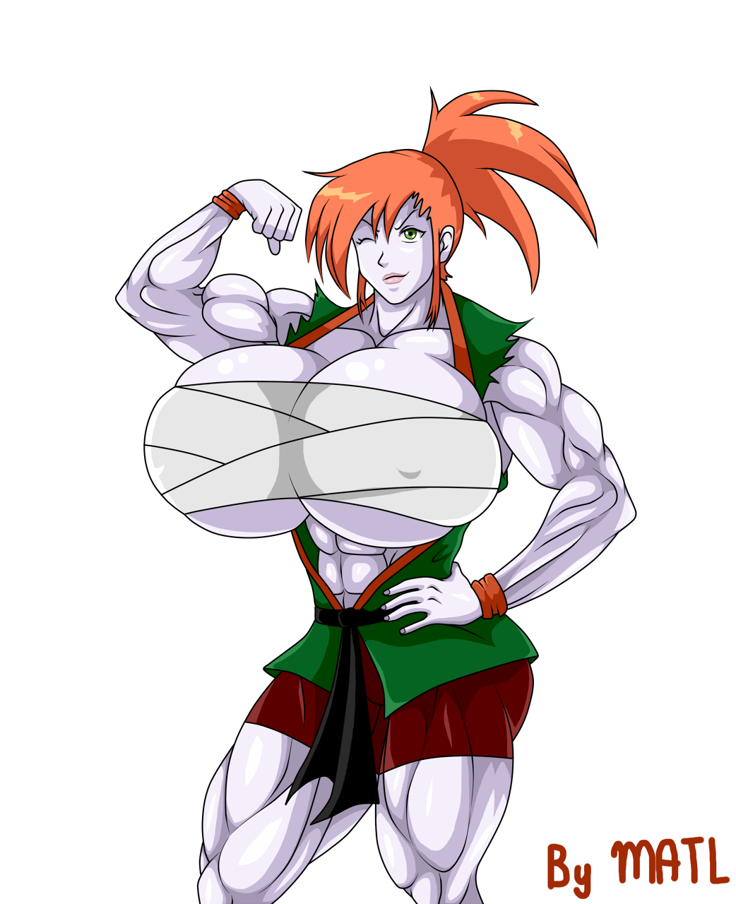 abs biceps big_breasts breasts female hair huge_breasts large_breasts matl muscles muscular muscular_arms muscular_female muscular_legs muscular_thighs orange_hair