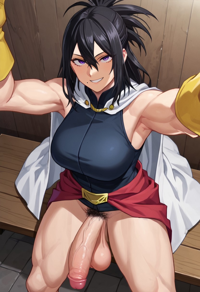 ai_generated futanari futanari my_hero_academia nana_shimura pubic_hair selfie shimura_nana sitting smile