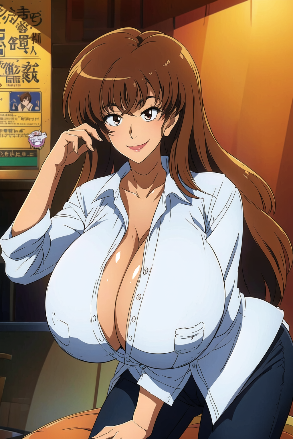 ai_generated big_ass big_breasts breast_expansion long_hair milf misaka_misuzu tktbro very_long_hair