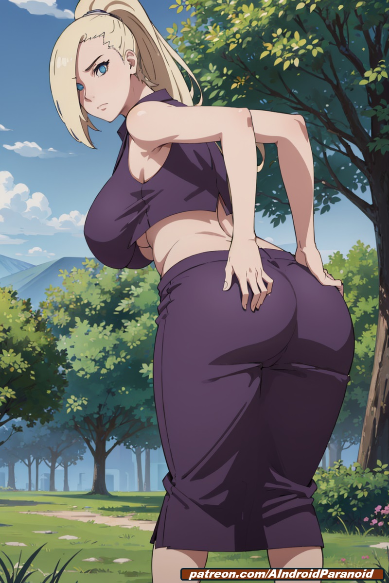 1girls, ai generated, aindroidparanoid, ass, big ass, big breasts, big butt, blonde hair, boruto: naruto next generations, breasts, female, female only, green eyes, huge ass, huge breasts, human, ino yamanaka, large ass, large breasts, large butt, naruto, naruto (series), naruto shippuden, outdoors, park, purple clothing, solo, stable diffusion, tall female