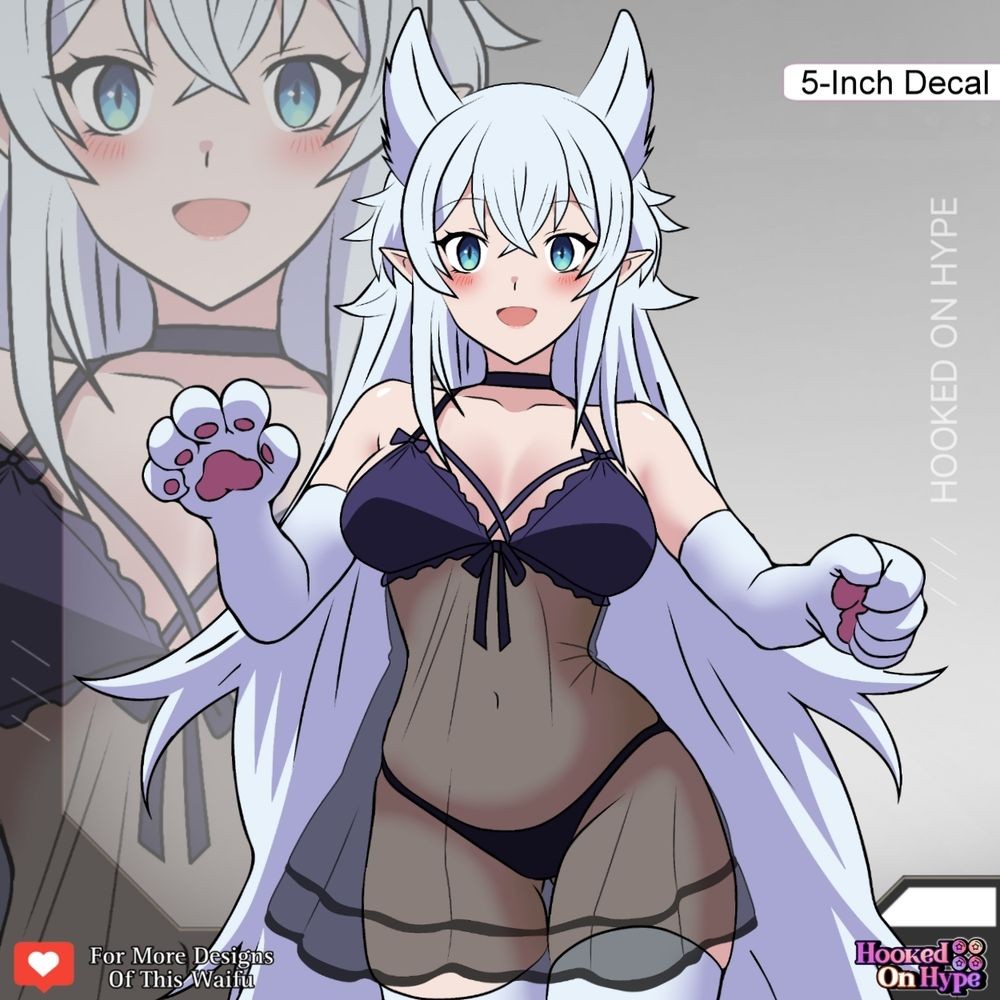 1girls, absurdly long hair, animal ear fluff, animal ears, animal tail, big breasts, black bra, black choker, black panties, black underwear, blue eyes, blue-eyed female, bra, breasts, busty, busty female, busty girl, choker, curvaceous, curvaceous body, curvaceous female, curvaceous figure, curvaceous hips, curvy, curvy body, curvy female, curvy figure, curvy hips, elbow gloves, eyebrows visible through hair, female, female only, fenrys, gloves, grey background, half naked, half nude, hookedonhype, hourglass figure, inguinal crease, inguinal ligament, large boobs, large breasts, lean figure, legwear, long gloves, lv2 kara cheat datta motoyuusha kouho no mattari isekai life, naked, naked female, naked woman, narrow waist, nude, nude female, nudity, open mouth, open mouth smile, panties, parted lips, plump breasts, semi nude, slender body, slender waist, slim waist, stockings, thigh gap, thigh highs, thighhighs, tongue, underwear, very long hair, very long hair female, wasp waist, white elbow gloves, white eyebrows, white gloves, white hair, white legwear, white long gloves, white stockings, white thigh highs, white thighhighs, white-haired female, wide hips