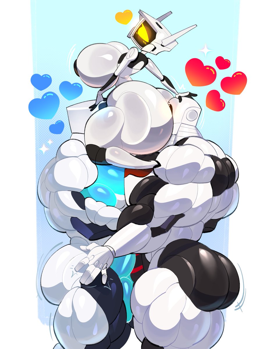 ass bigger than head, auto (wall-e), big ass, big butt, dixie (dymitr3), dymitr3, eating ass, huge cock, huge muscles, machine, robot, robot penis, threesome