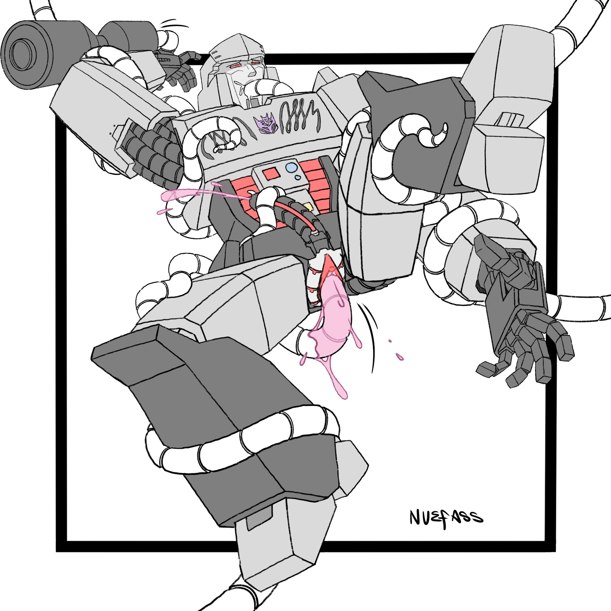 1boy, ahe gao, cumming, cumming while penetrated, cuntboy, cuntboy sans balls, decepticon, decepticon insignia, double orgasm, drool on face, ejaculation, ejaculation while penetrated, fucked senseless, fucked stupid, herm, hermaphrodite, intersex, maleherm, megatron, multi genitalia, nuefass, penis, pussy, red eyes, restrained, restrained arms, restrained by tentacles, restrained legs, simple coloring, spit, spread legs, spread pussy, squirting orgasm, tattoos, tentacle, tentacle in mouth, tentacle in pussy, tentacle on male, tentacle penetration, transformers, transformers g1