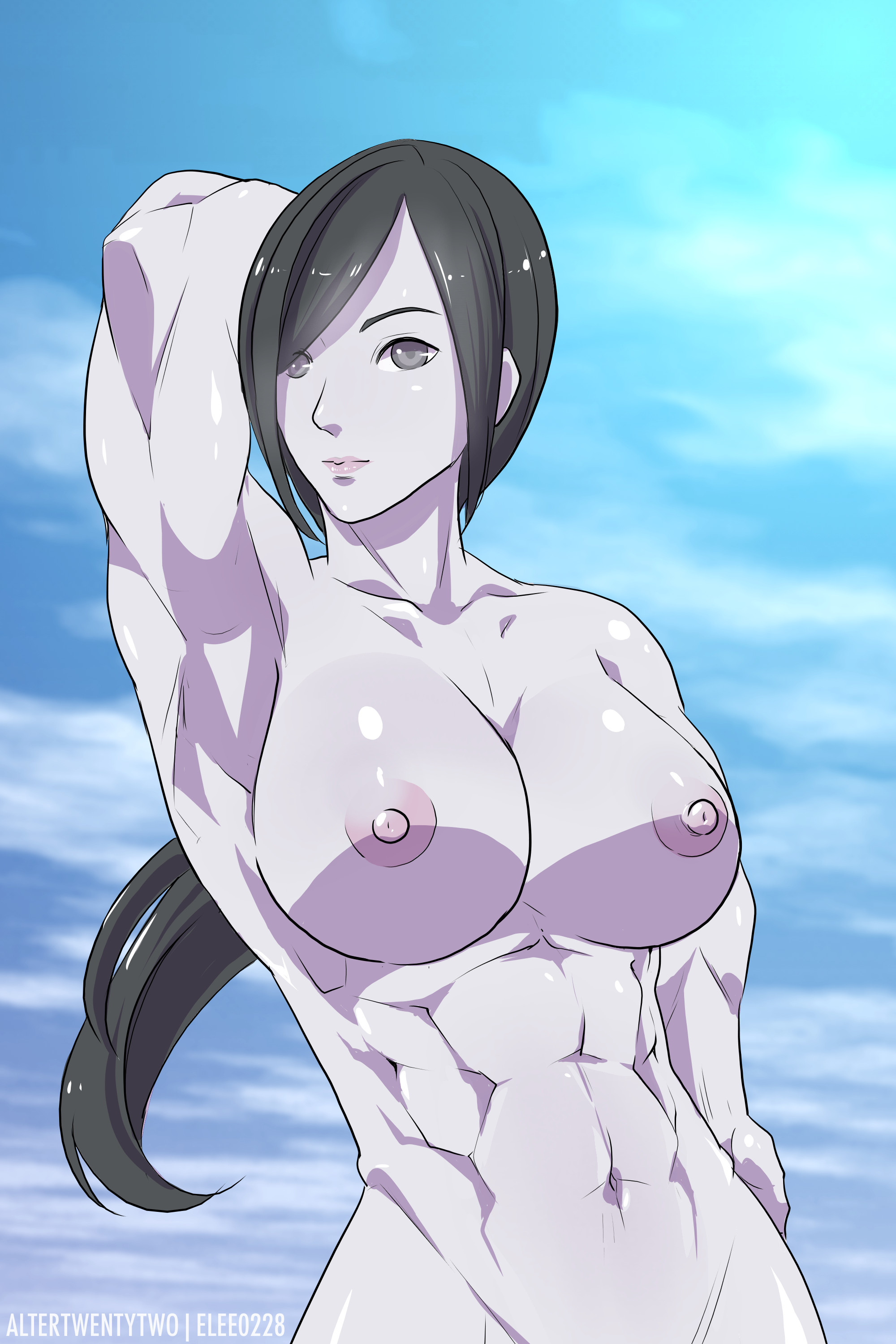 1girls, abs, altertwentytwo, big breasts, breasts, completely nude female, elee0228, female, female only, fit, huge breasts, large breasts, looking at viewer, muscles, muscular, muscular female, nipples, nude, nude female, solo, toned, toned female, wii fit, wii fit trainer, wii fit trainer (female)