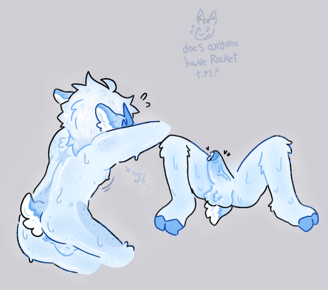 anus, anus peek, aroused, ass exposed, blue horn, blue horns, colored, deer tail, flushed, foreskin, freckles, gay, hooves, legs spread, male, male only, mole (marking), needy, phighting, precum, precum drip, rocket (phighting), shy, simple background, single male, star pattern, stubby tail, sweaty, sweaty ass, sweaty body