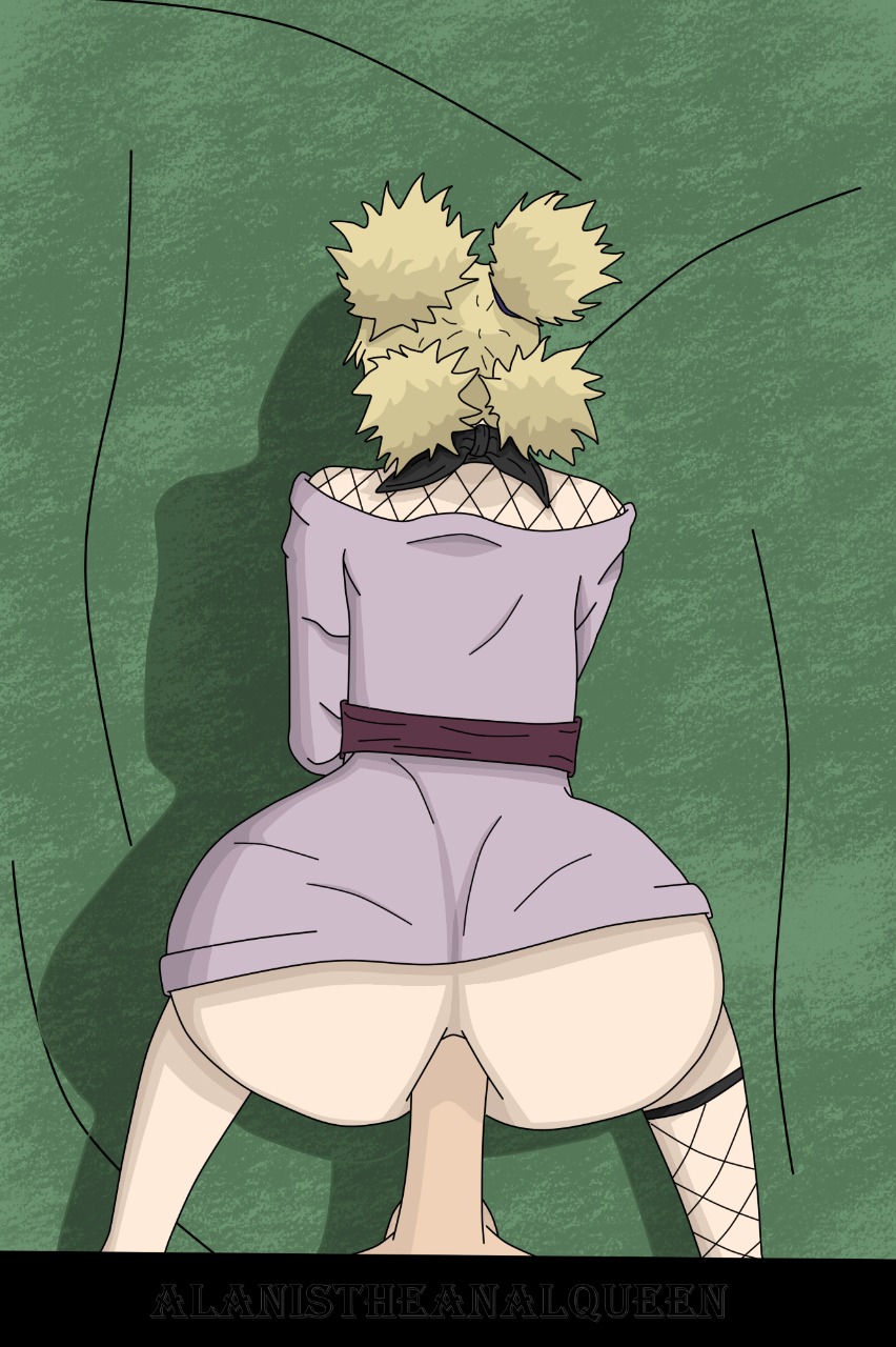 alanistheanalqueen all_fours anal anal_sex big_ass big_butt big_penis blonde_hair bottomless fishnets naruto naruto_(series) pigtails quad_tails teenager temari white_skin