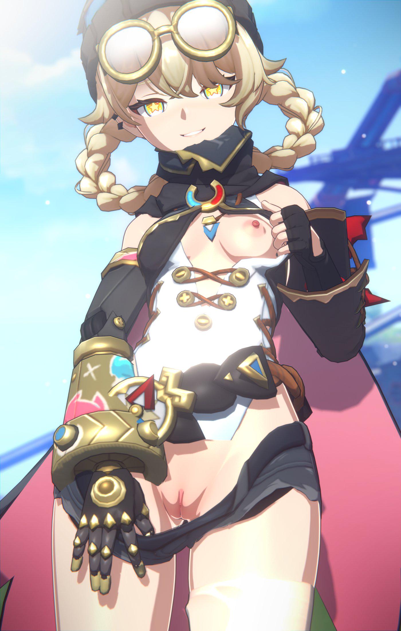 1girls, female, female only, genshin impact, horizontalslope, hoyoverse, jahoda (genshin impact), light skin, light-skinned female, mihoyo, nude, solo, solo female, solo focus