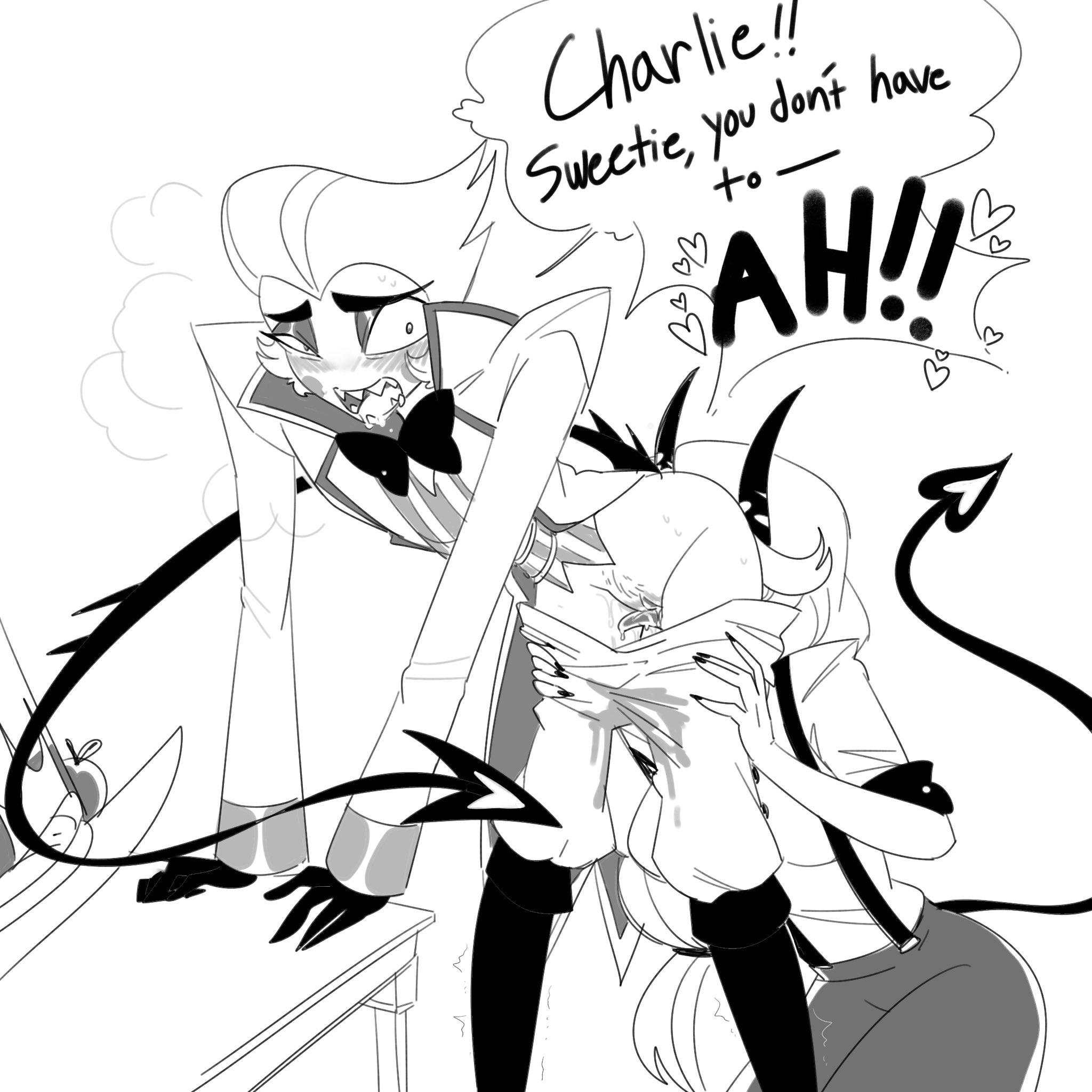 anilingus, charlie morningstar (hazbin hotel), cunnilingus, cuntboy, father and daughter, hazbin hotel, incest, incest (lore), lucifer morningstar (hazbin hotel), mister nebulous, oral, oral sex, rimjob, rimming, rimming male