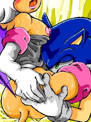 anthro bat blush breasts clothes cunnilingus female fur gloves hedgehog interspecies male mammal manaita oral rouge_the_bat sonic_(series) sonic_the_hedgehog straight straight_hair