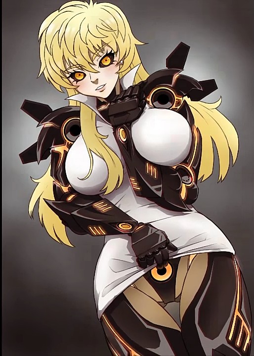 blonde_hair cute cyborg female genos gold_eyes large_breasts long_hair mikeymegamega one-punch_man rule_63 wide_hips