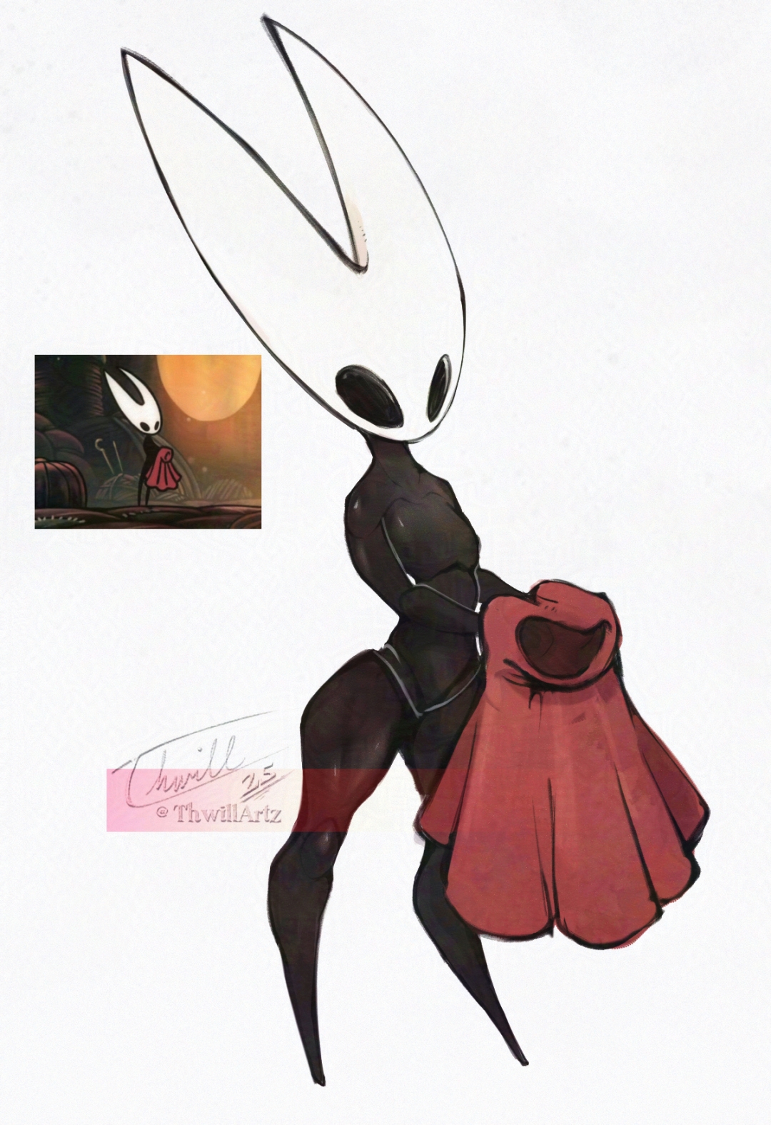 1girls, athletic, breasts, featureless breasts, featureless crotch, female, hollow knight, hollow knight: silksong, hornet (hollow knight), insects, nude, tagme, thwillartz