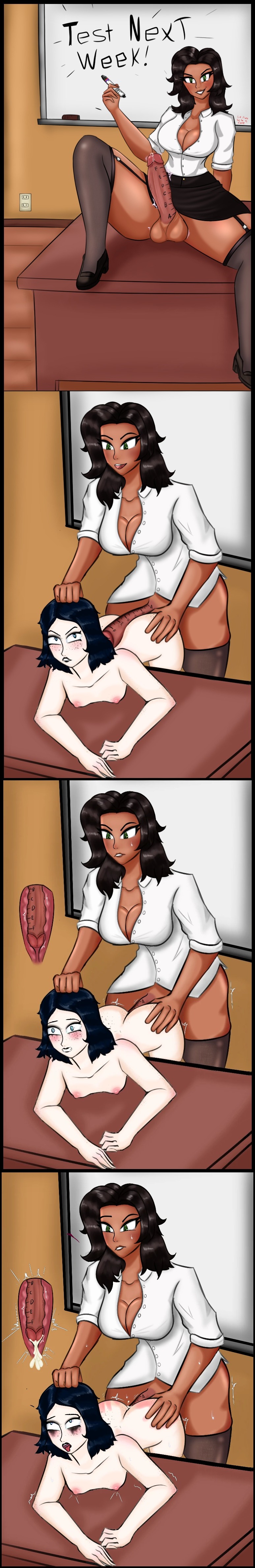 ambiguous penetration, artist request, ass, big ass, big breasts, breasts, comic, dark skin, dark-skinned futa, female, female focus, futa on female, futa on male, futanari, interracial, intersex, male, teacher, teacher and student, thicc, thick, thick ass, thick legs, thick thighs, thighs