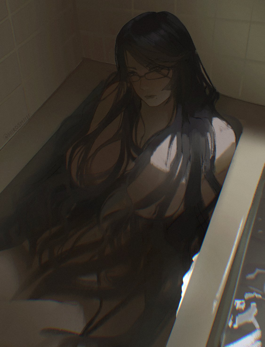 1girls bath bathing bathroom bathtub bayonetta bayonetta_(character) bayonetta_(series) beauty_mark big_breasts breast_focus breasts breasts_focus busty completely_naked completely_naked_female completely_nude completely_nude_female covered_nipples curvaceous curvy curvy_female female female female_focus female_only glasses hair_censor hair_covering_breasts hair_covering_nipples hair_over_breasts hi_res high_resolution highres hiroshi hiroshi_(hiiroshiiii) huge_breasts in_bathtub large_breasts light-skinned_female light_skin long_hair looking_at_viewer mature mature_female milf mole mole_on_face mole_under_mouth naked naked_female nintendo nude nude_female partially_submerged platinum_games solo solo_female solo_focus tagme thick_thighs thighs tub very_long_hair voluptuous voluptuous_female water wet wet_body wet_hair wet_skin