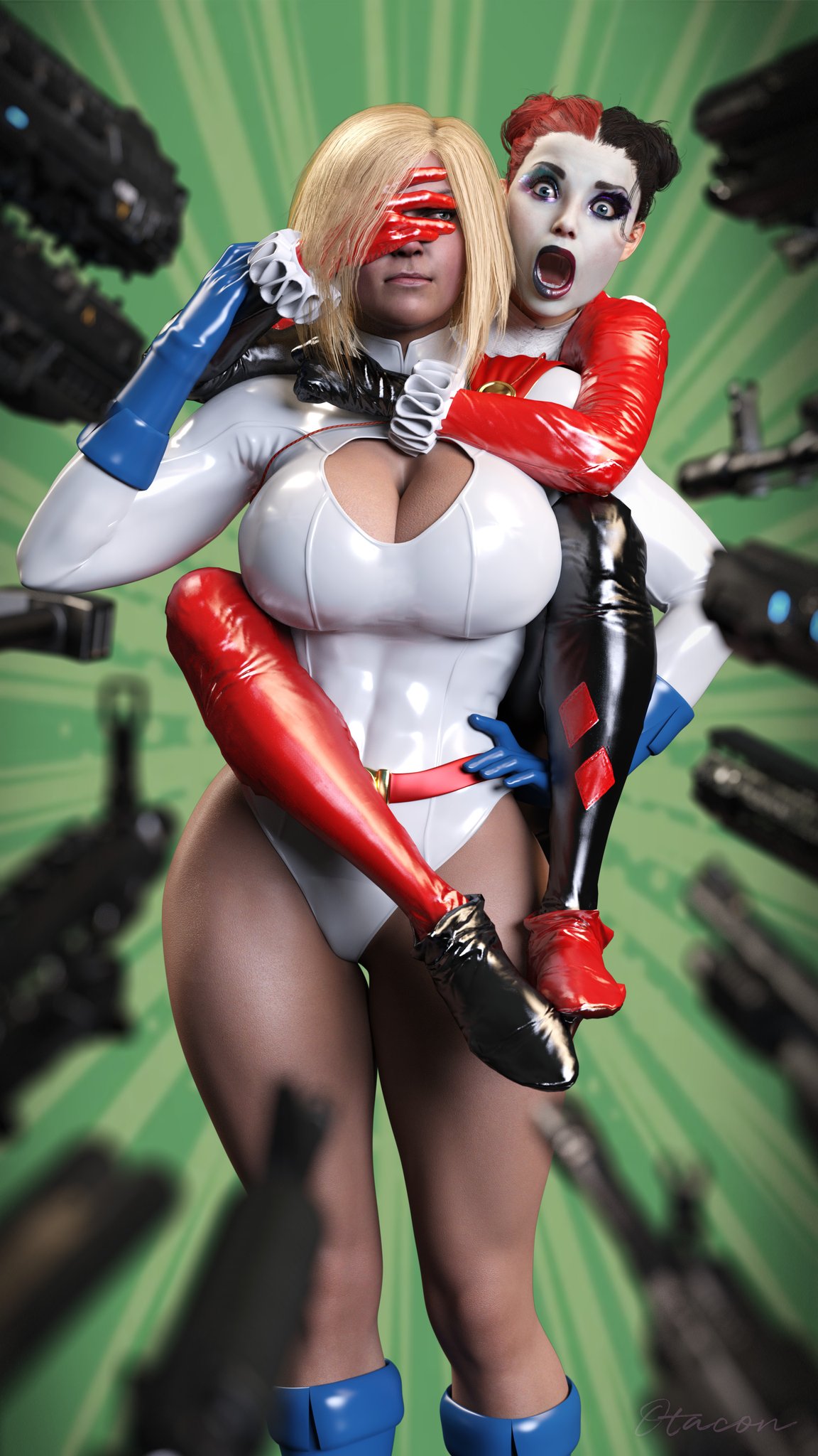 2girls, 3d, alien, alien girl, alien humanoid, ass, batman (series), big ass, big breasts, breasts, bust, busty, chest, clown, clown girl, curvaceous, curvy, curvy figure, dc, dc comics, female, harley quinn, harley quinn (arkham), harley quinn (classic), harley quinn (suicide squad game), hips, hourglass figure, huge ass, huge breasts, humanoid, injustice 2, justice league, justice society of america, kara zor-l, karen starr, kryptonian, large ass, large breasts, legs, light skin, light-skinned female, mature, mature female, otacon212, power girl, power girl (injustice), slim waist, suicide squad, suicide squad: kill the justice league, superman (series), thick, thick hips, thick legs, thick thighs, thighs, voluptuous, waist, wide hips