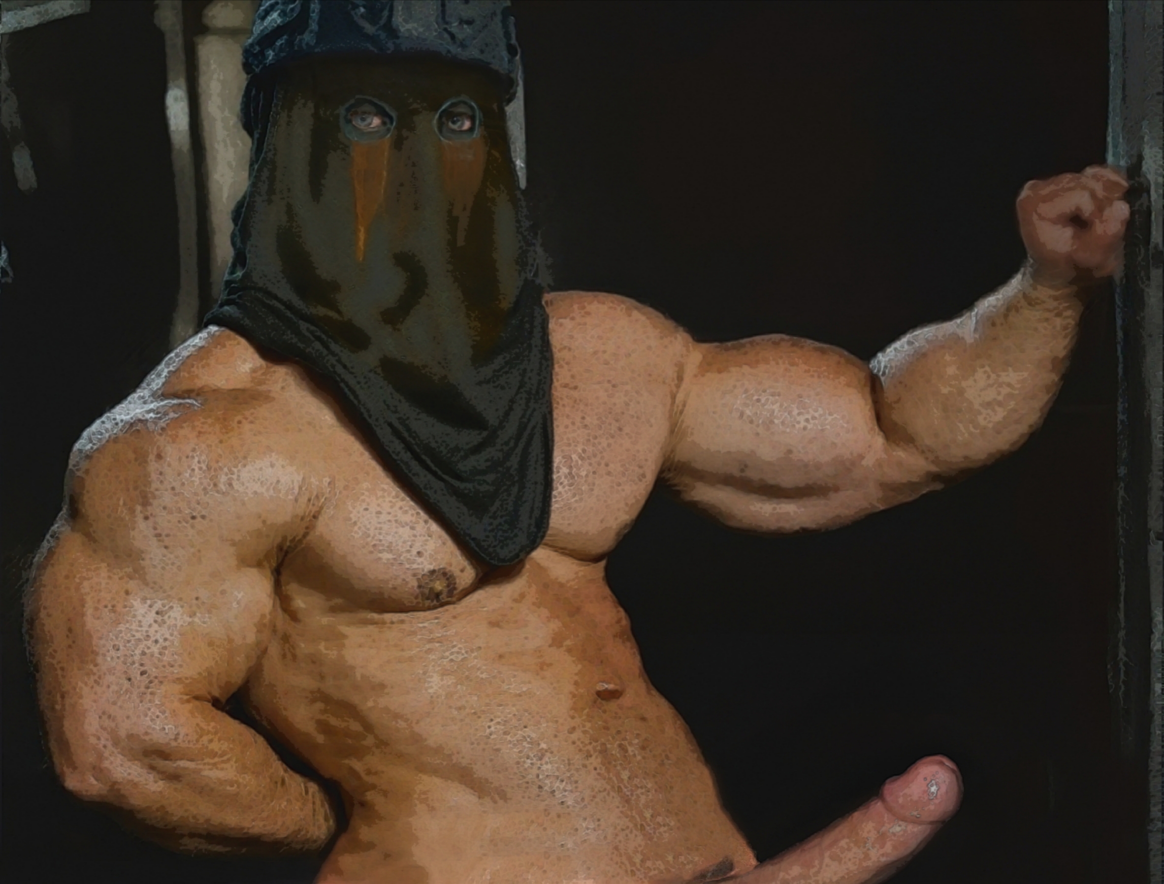 1boy, call of duty, call of duty modern warfare 2 (2022), dick, könig, konig, male, male only, masked male, muscular, muscular male, nipples, painting, pecs, penis, solo