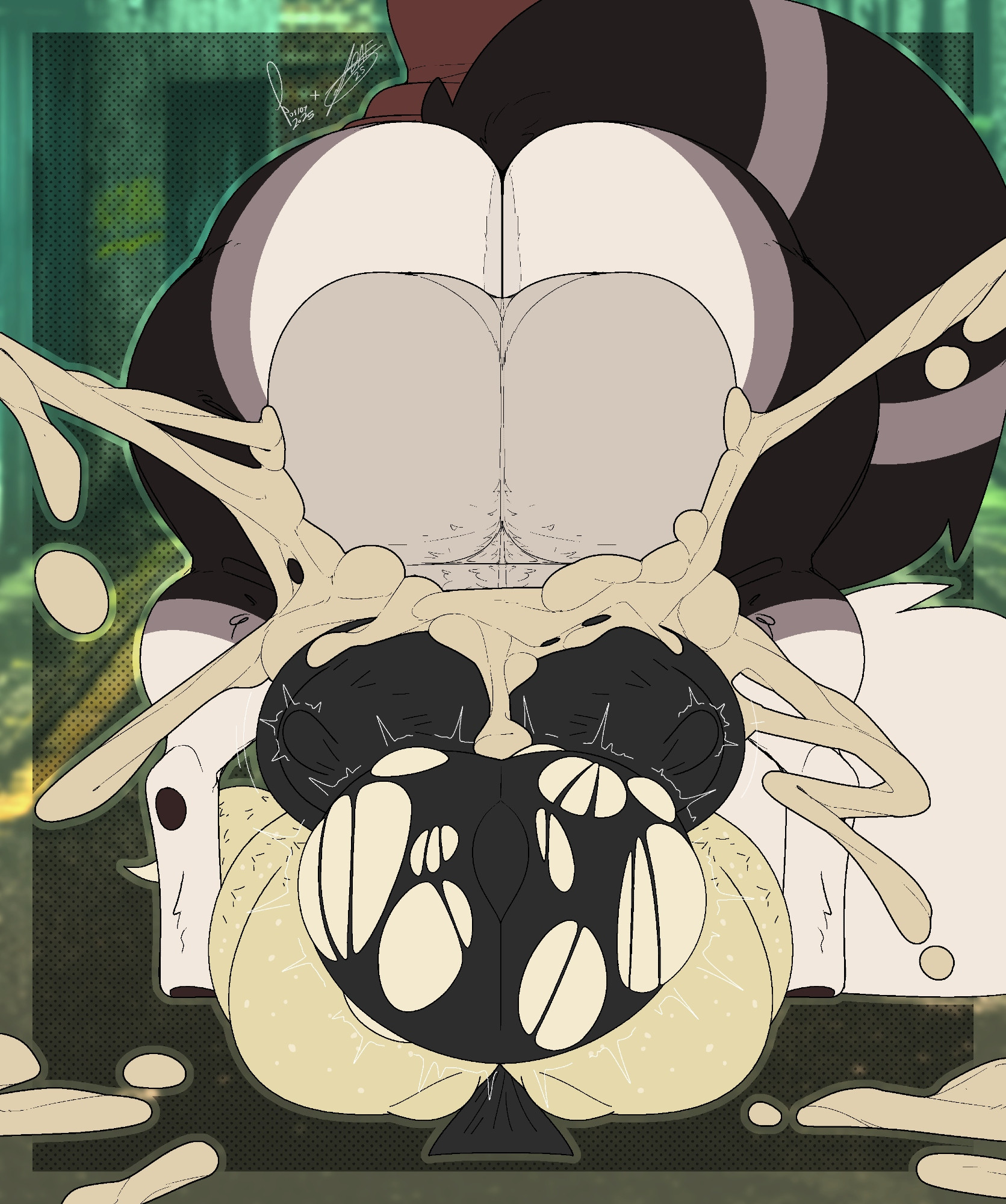 1boy, 1girls, anthro, ass, ass bigger than head, balls, balls clench, big ass, big balls, big breasts, big butt, bottomless, breasts, breasts bigger than head, bubble butt, canine, clothing, cum, cum explosion, cum in mouth, cum inside, cum on body, cum on breasts, cumflated belly, cumflation, cumshot, curvaceous, curvy, curvy figure, domestic cat, ejaculation, erect nipples, erect nipples under clothes, excessive cum, face fucking, feline, fellatio, female, femboy, femboy on female, fennec, fluffy tail, fox, furry, girly, huge ass, huge balls, huge breasts, hung trap, hyper balls, inflation, juniper (daeriusus), larger male, long tail, male, mostly nude, oral, oral sex, orgasm, radio (thenameisradio), ripped clothing, size difference, smaller female, tail, testicles, testicles clench, thenameisradio, thick thighs, unseen female face, unseen male face, voluptuous, voluptuous female, voluptuous male, wide hips