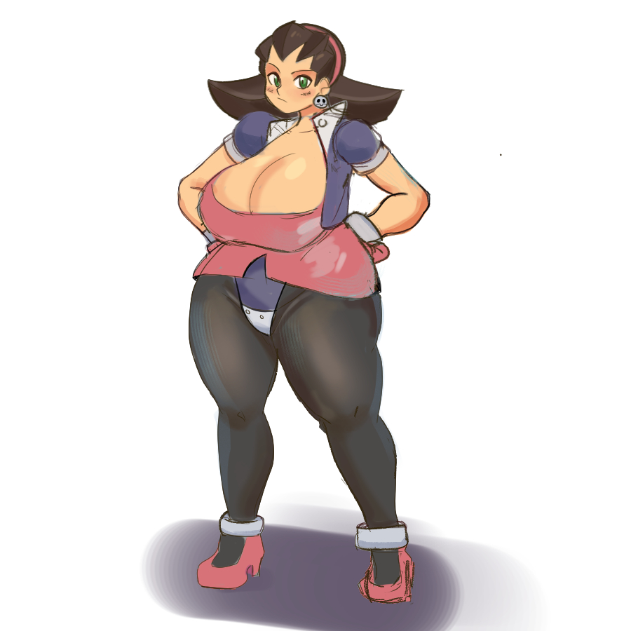 breasts, capcom, cleavage, female, huge breasts, koco gi, mega man, mega man legends, pantyhose, thick, tron bonne, voluptuous female