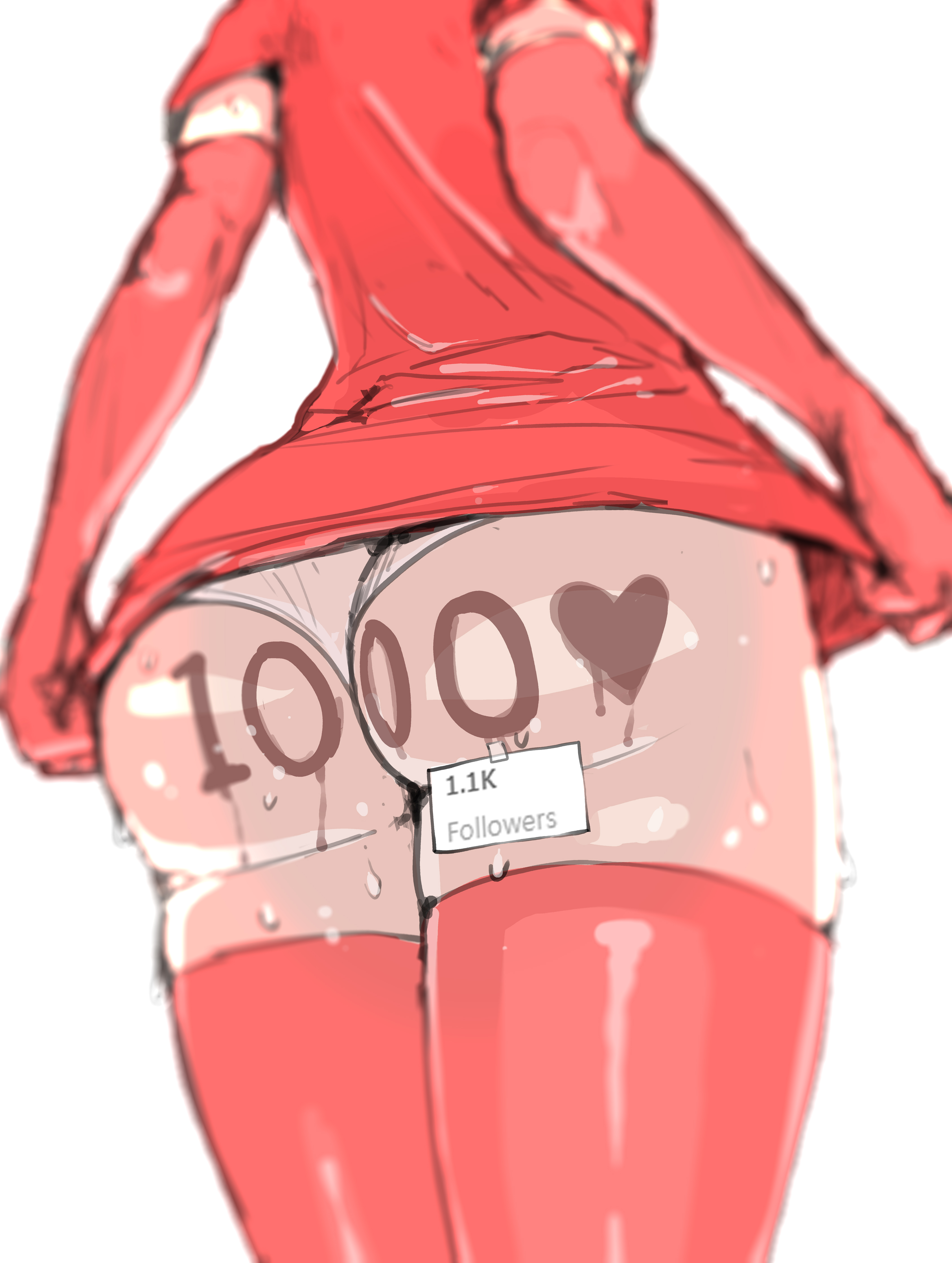1girls, absurd res, ass, big ass, bubble butt, clothed, clothed female, dress lift, female, female only, gloves, hi res, light skin, light-skinned female, long gloves, milestone celebration, nurse, original, original character, panties, pizzlet, simple background, solo, standing, stockings, thighhighs, thighs