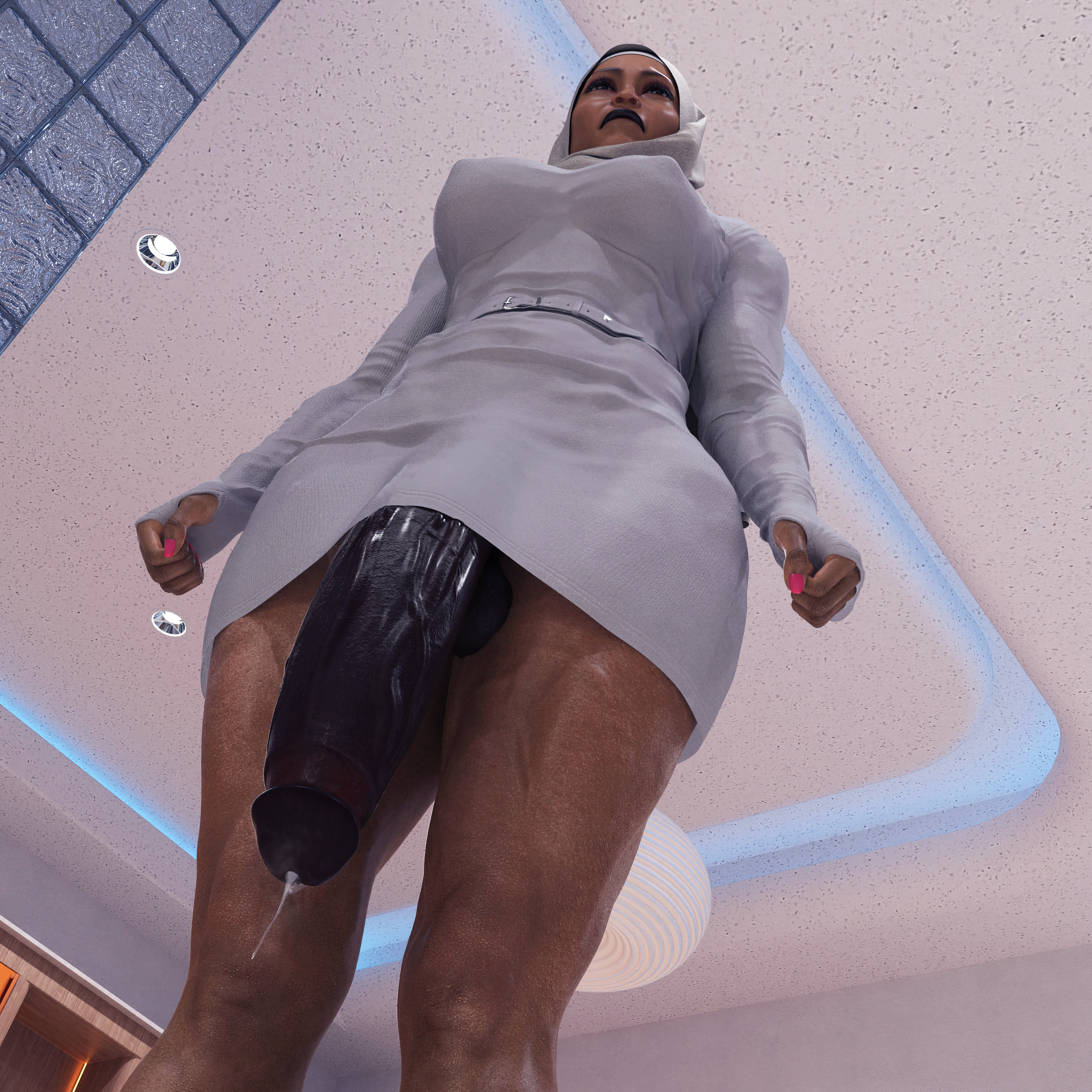 1futa, 3d, aisha (blankken), arabian, arabian clothes, arabian futa, blankken, dark-skinned futa, futanari, hijab, hijab futa, intersex, massive penis, penis