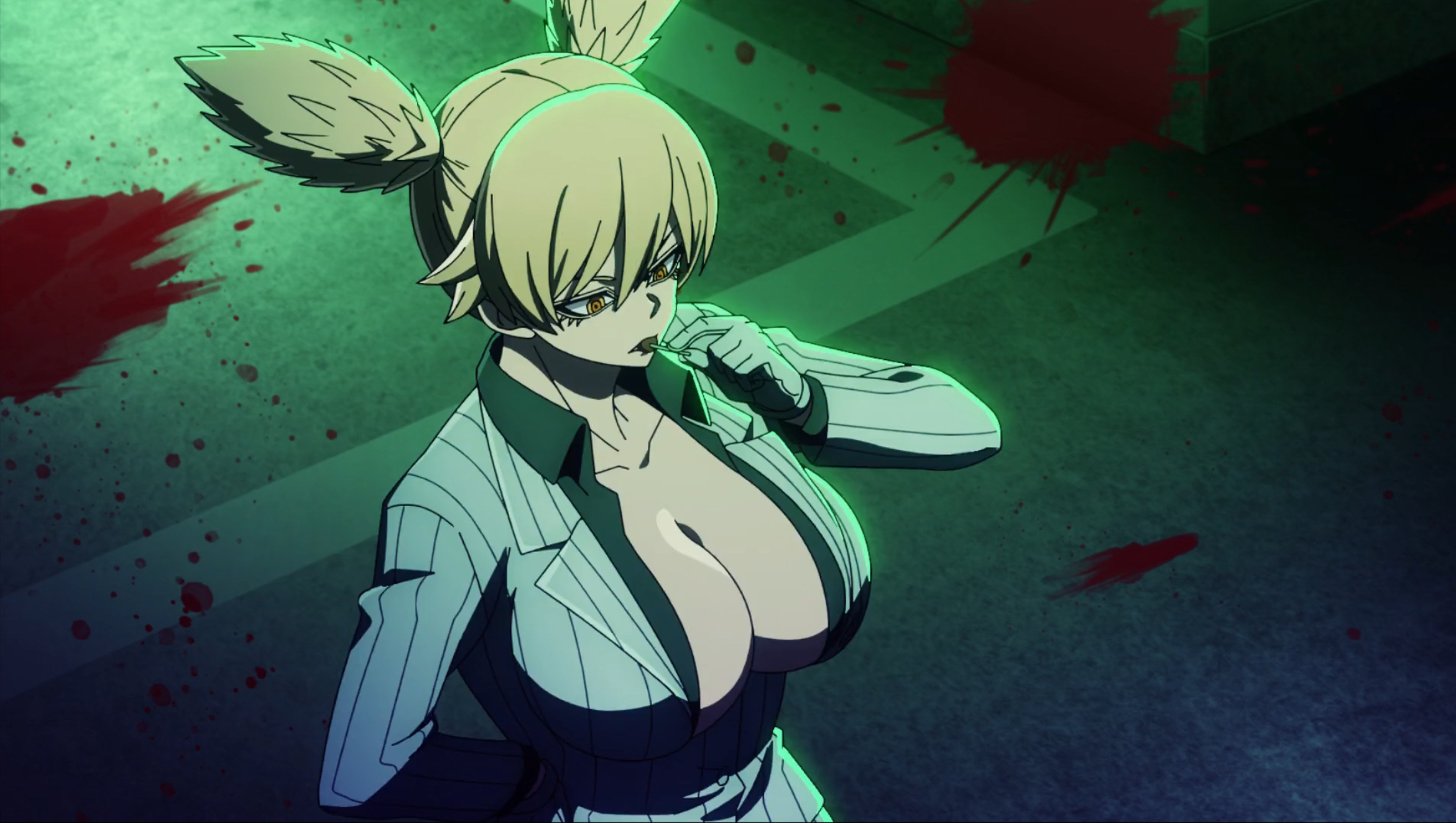 alternate angle, big breasts, breasts, female, large breasts, momokusa yomogi, screenshot, tougen anki