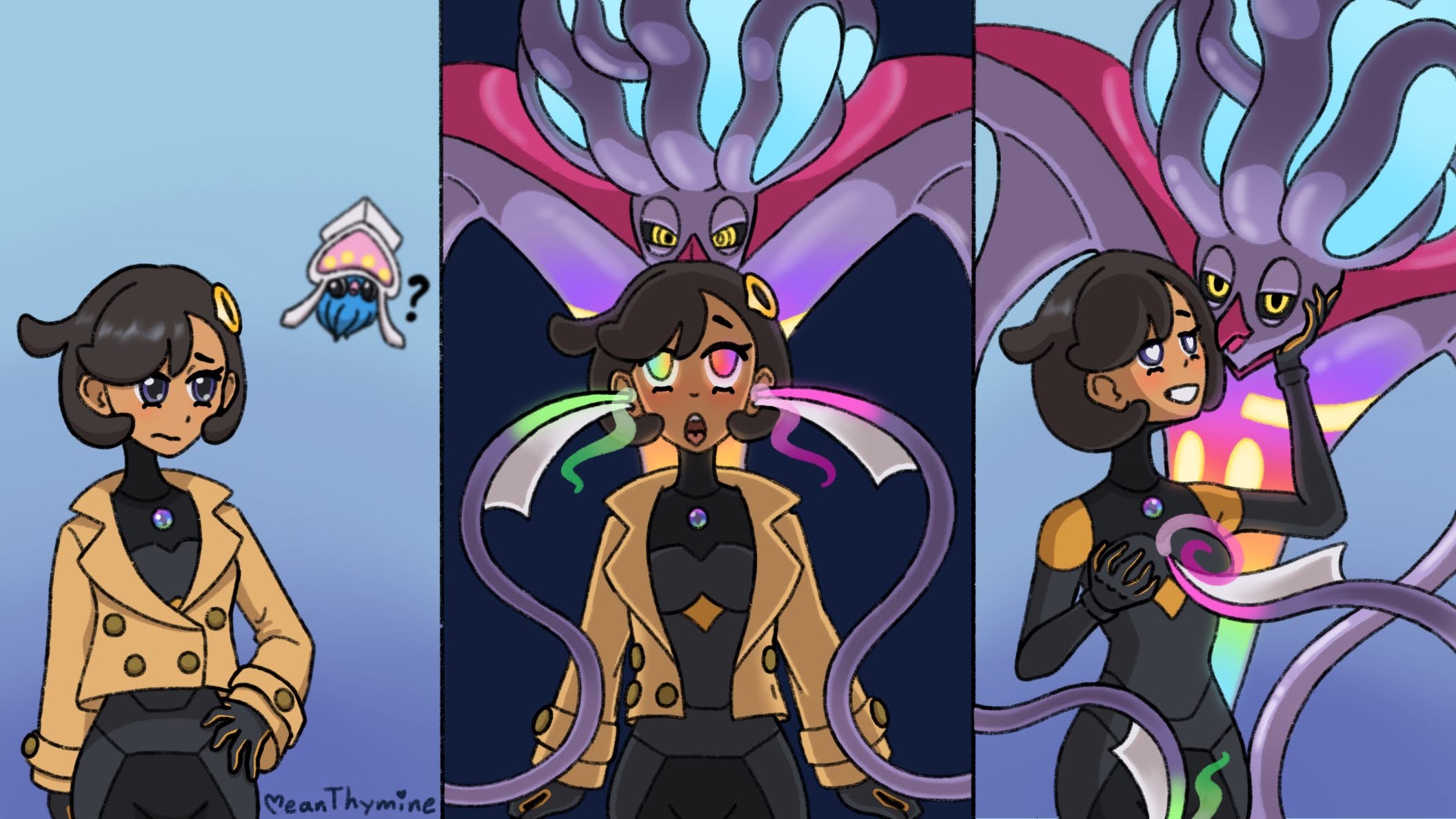 ?, 1girls, 2020s, 2025, 3 panel comic, 5 fingers, alternate version at source, alternate version available, ambiguous gender, bodysuit, brainwashing, breasts, calamanero, clothing, coat, comic, corruption, dark type, ear penetration, emma (pokemon legends: z-a), emma (pokemon), female, female focus, femsub, game freak, gem, generation 6 pokemon, generation 9 pokemon, groping, groping chest, groping own breast, groping self, hair ornament, hand on breast, hand on cheek, hand on partner's cheek, heart-shaped pupils, holding breast, holding own breast, human, hypnosis, inkay, jacket, jpeg, looking pleasured, maaiika, malamar, matiere (pokemon legends: z-a), matiere (pokemon), meanthymine, mega calamanero, mega evolution, mega malamar, mind control, nintendo, open eyes, page 3, pokemon, pokemon (species), pokemon legends, pokemon legends: z-a, pokemon xy, pokephilia, psychic type, signature, tentacle, tentacle in ear, tomboyish, yellow hair ornament