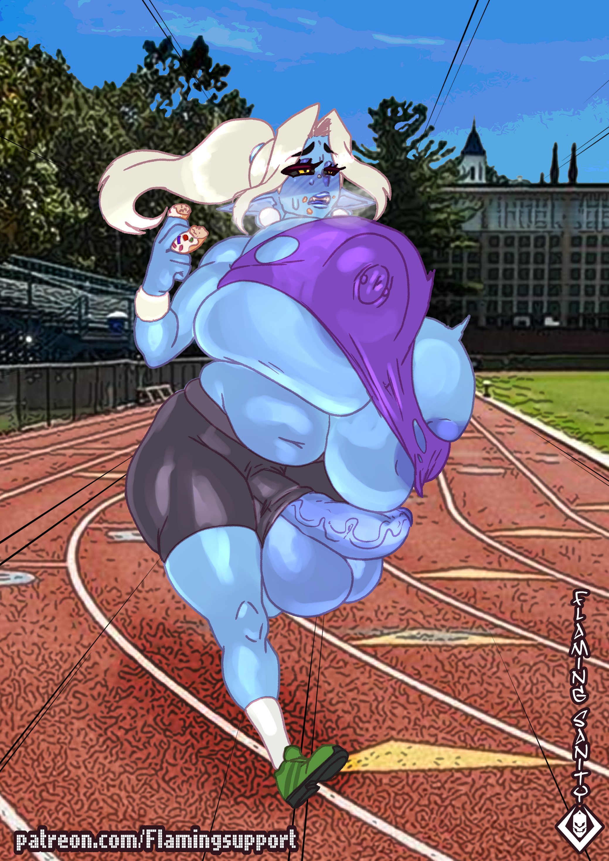 1futa, breasts, chubby, chubby futa, flamingsanity, futa only, futanari, gigantic breasts, huge breasts, huge cock, intersex, penis, revealing clothes, solo, solo futa, standing