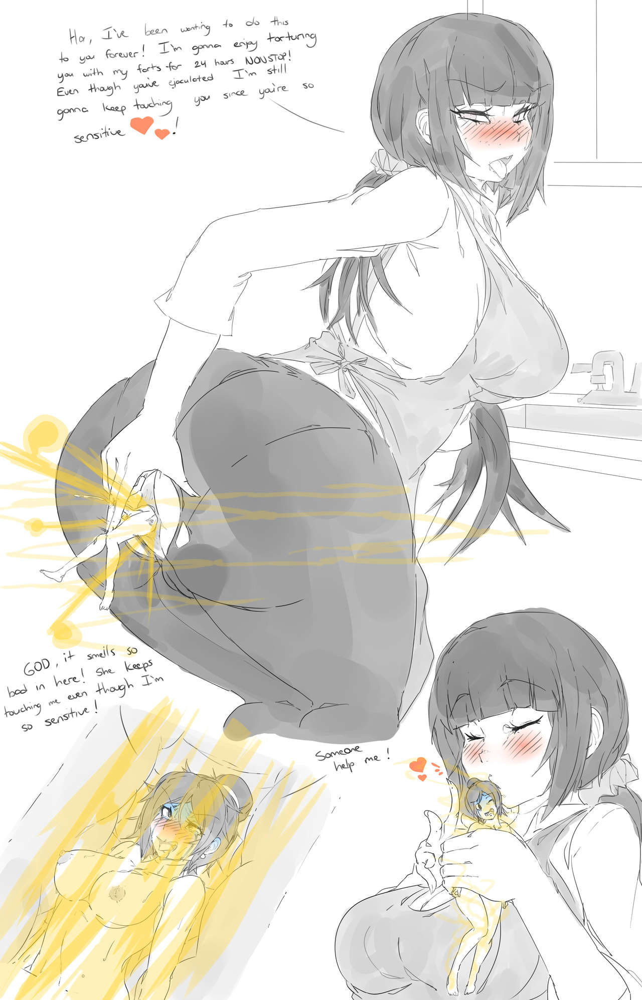 2girls, anal insertion, anal vore, ass, big ass, big butt, black and white, fart, fart fetish, farting, female, hinata hyuuga, hyuuga hinata, lazei, naruto, naruto (series), shounen jump, tongue, tongue out