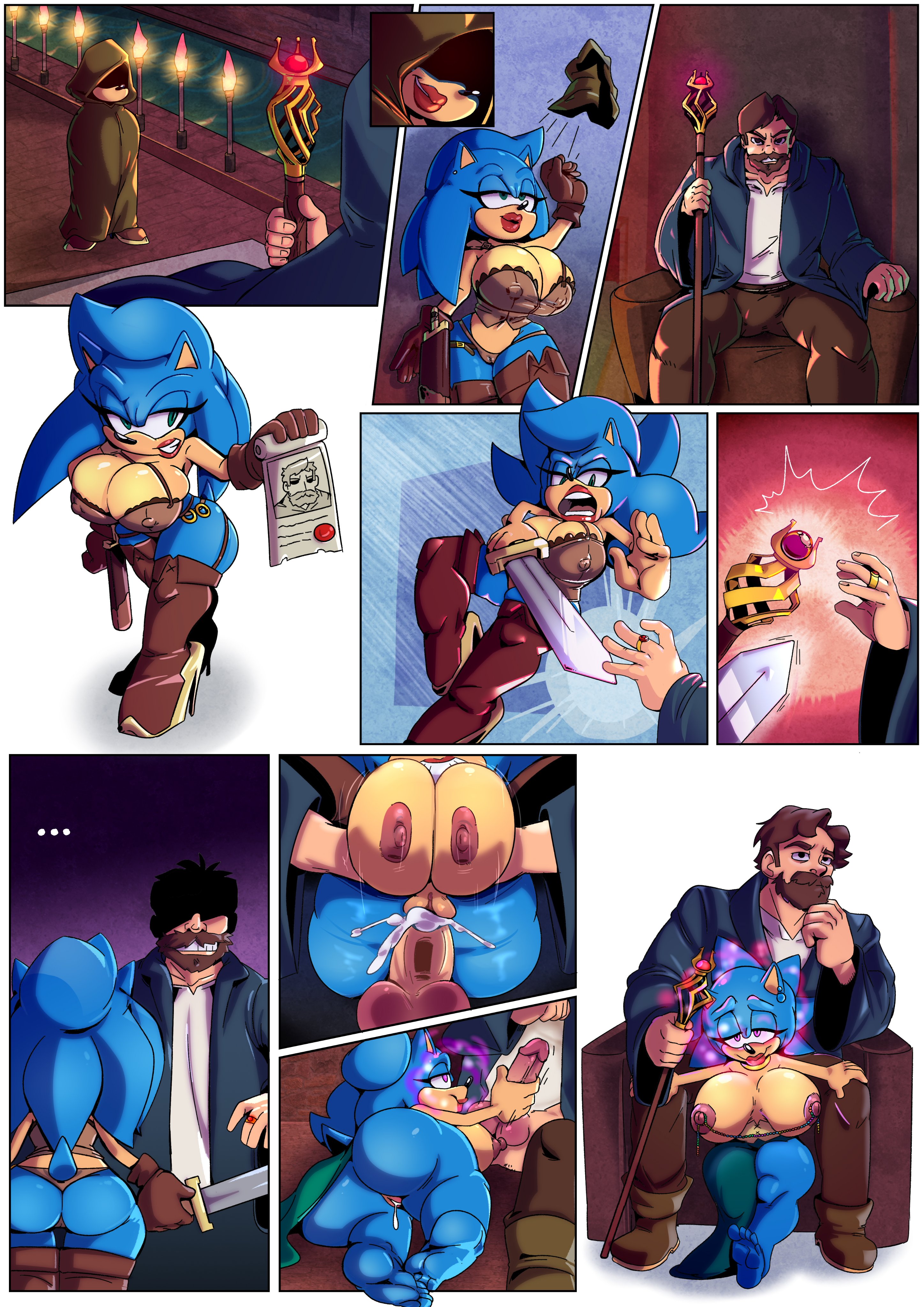 1boy, 1boy1girl, 1girls, abryssle, bimbo, brain drain, brainwashed, brainwashing, cum in pussy, defeated, defeated heroine, female, handjob, human on anthro, hypnosis, instant loss, male, mind control, missphase, pussy, sonic (series), sonic the hedgehog, sonic the hedgehog (series), sonique the hedgehog