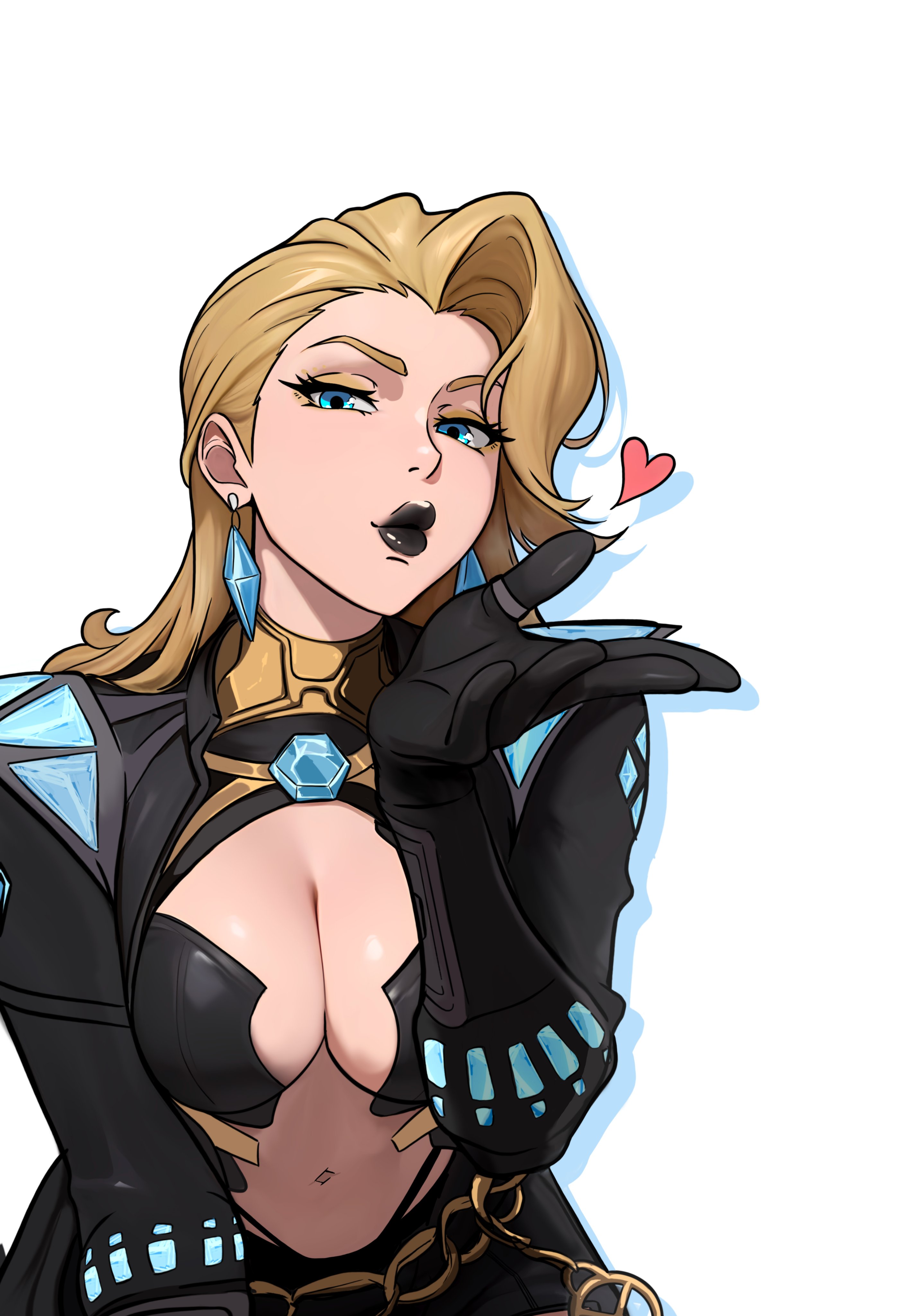 1girls, ai generated, big breasts, black lipstick, blonde female, blonde hair, blowing kiss, breasts, cleavage, emma frost, emma frost (marvel rivals), emma frost (x-revolution), female, female only, lipstick, marvel, marvel comics, marvel rivals, milf, redpostit, x-men