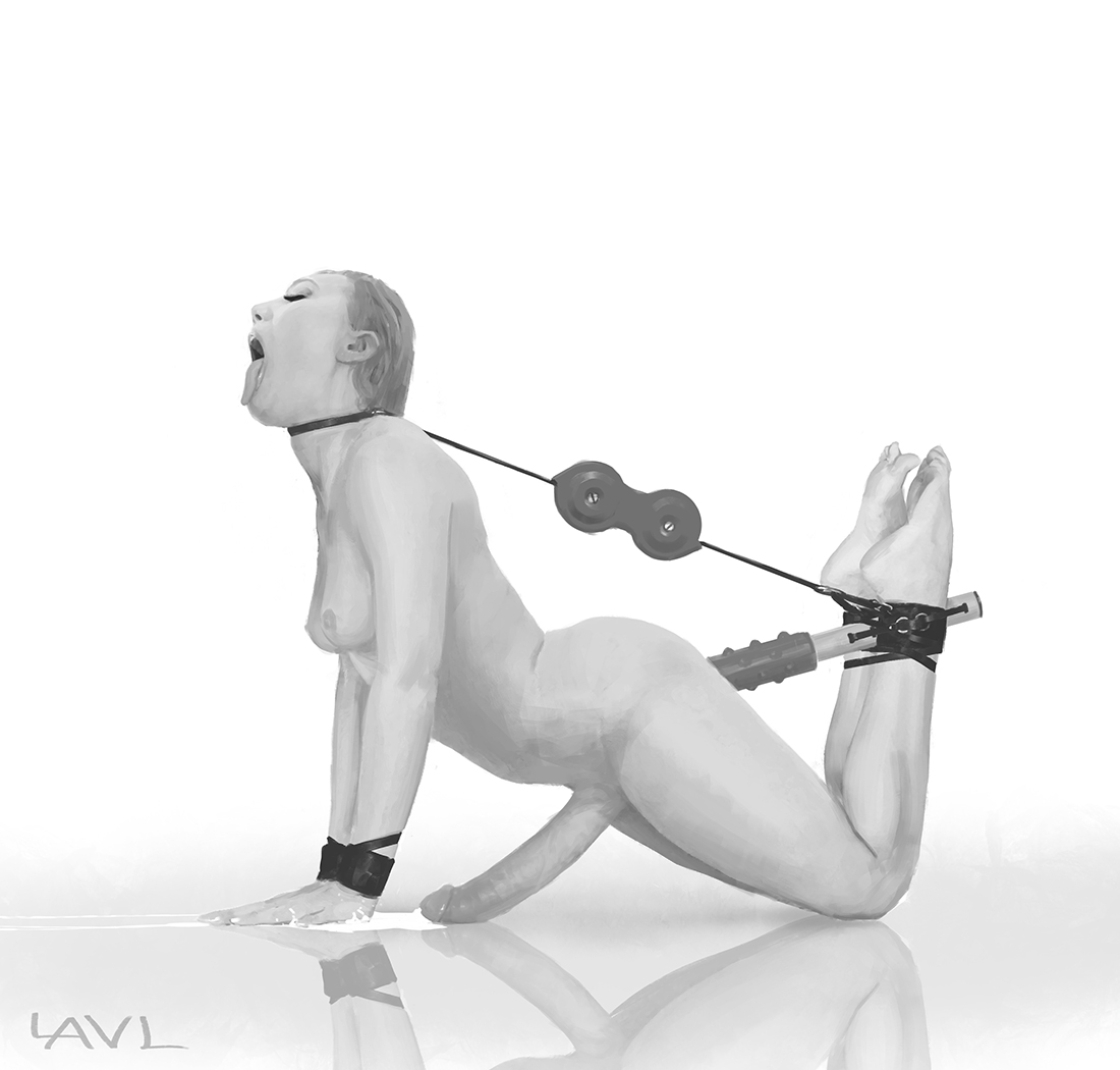 1futa, anal object insertion, areolae, barefoot, bondage, breasts, cum, cumming, dickgirl, dildo, ejaculation, erection, feet, feet up, frottage, futa only, futanari, intersex, lawlspasm, masturbation, monochrome, nipples, penis, push-up position, side view, soles, solo, toes, tongue, tongue out