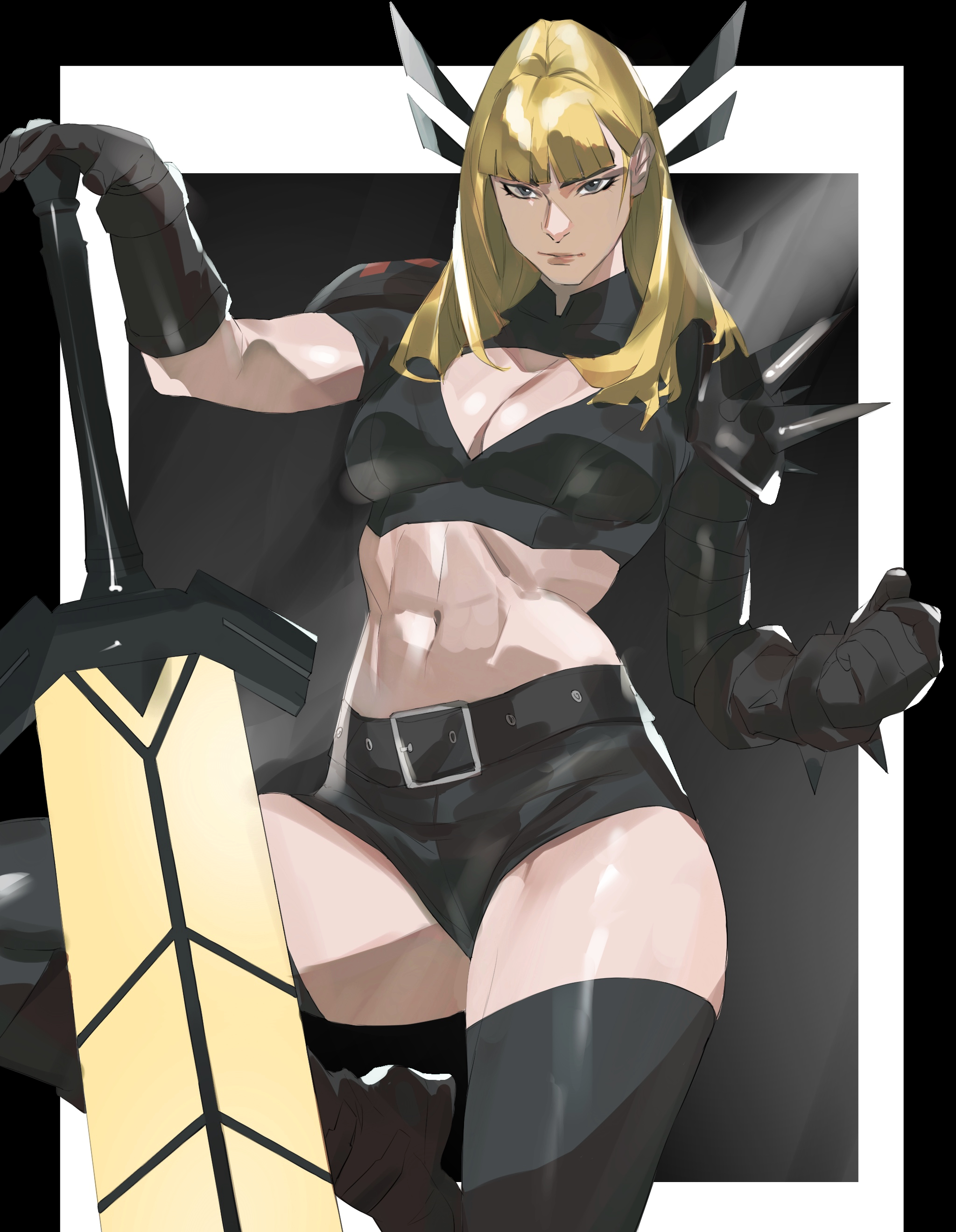 1girls, 2d, abs, athletic, athletic female, big breasts, blonde hair, breasts, cleavage, enargeia, enargeia5525, female, female only, fit female, fully clothed, magik (illyana rasputin), magik (marvel rivals), marvel, marvel comics, marvel rivals, slim waist, solo, superheroine, taiyang yu, thick thighs, x-men