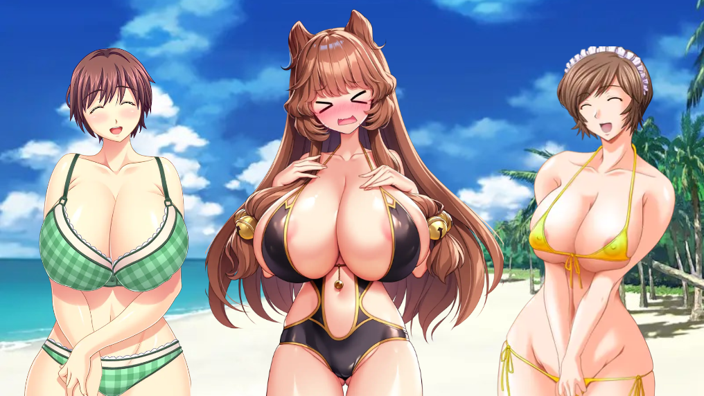 3girls abel_howlicia beach bikini blush breasts cleavage closed_eyes edited_image embarrassed_face embarrassed_female fukunaga_koharu game_cg gigantic_breasts huge_breasts hyper_breasts kyonyuu_reijou_mc_gakuen laugh laughing maid_headdress massive_breasts motto!_haramase!_honoo_no_oppai_isekai_oppai_maid_gakuen! motto!_haramase!_honoo_no_oppai_isekai_oppai_meido_gakuen! multiple_girls nipples nipples_visible_through_bikini nipples_visible_through_swimsuit nonomiya_momoko open_mouth sea seaside shimai_tsuma_3 swimsuit werewolf_girl wolf_ears