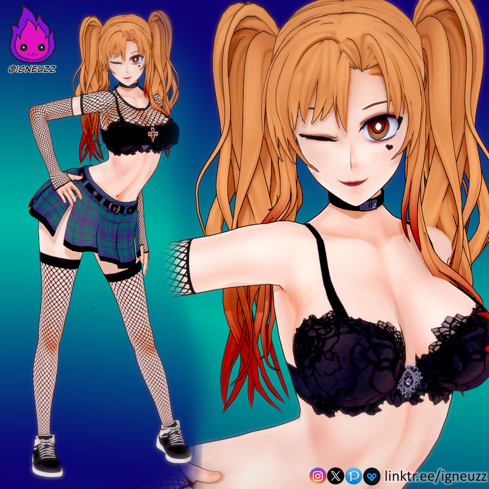 3d blush bra e-girl egirl female fishnet fishnet_clothing fishnet_gloves fishnet_legwear fishnet_stockings fishnets goth igneuzz kneesocks light-skinned_female lingerie long_hair looking_at_viewer metal_gloves miniskirt orange_hair pink_bra pink_lingerie pink_thong sword_art_online tagme twintails white_knee_socks white_lingerie yuuki_asuna