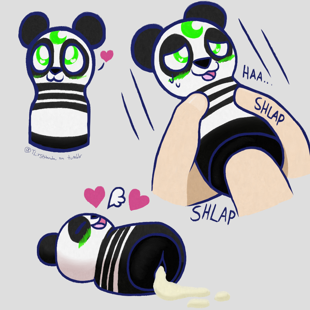 1:1 anthro bear black_body black_nose blue_line_art blush bodily_fluids breath colored_line_art cum cum_in_sex_toy digital_media_(artwork) english_text female genital_fluids genitals giant_panda green_eyes heart_symbol leaking_cum lunarpanda8686 mammal markings mika_(lunarpanda8686) object onomatopoeia penetrable_sex_toy penis round_ears sex_toy simple_background smile solo sound_effects stripes sweat tenga text ursine white_body