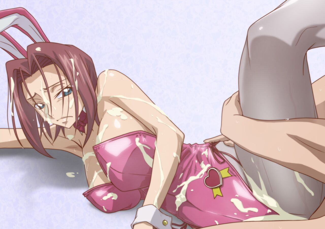 bunny_girl bunnysuit censored clothed_female_nude_male code_geass cum cum_in_pussy cum_inside cum_on_body female female floor_sex kallen_stadtfeld kyabakurabakufu large_breasts leg_up rape red_hair sex short_hair